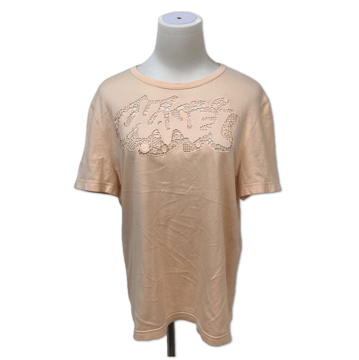 Chanel Chanel Peach Lace Logo Cut-Out T-Shirt size 38 C13325322432