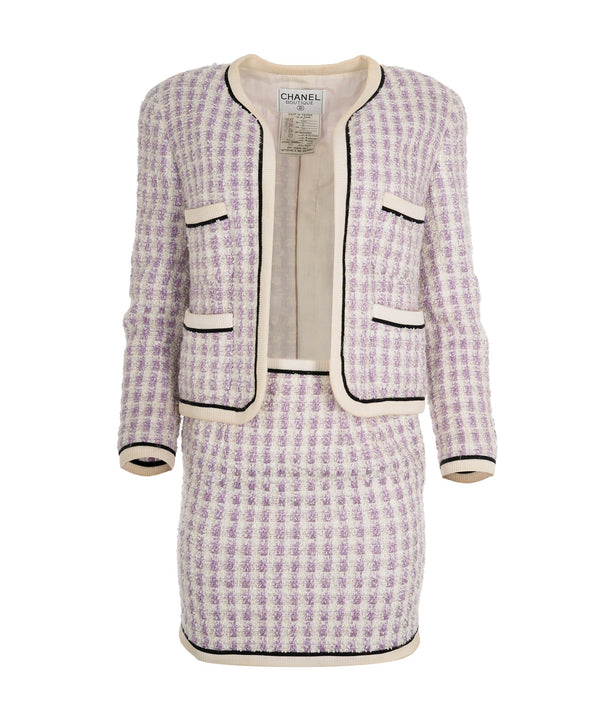 Chanel CHANEL PURPLE HOUNDTOOTH CHANEL SUIT SZ 40 UKL1413