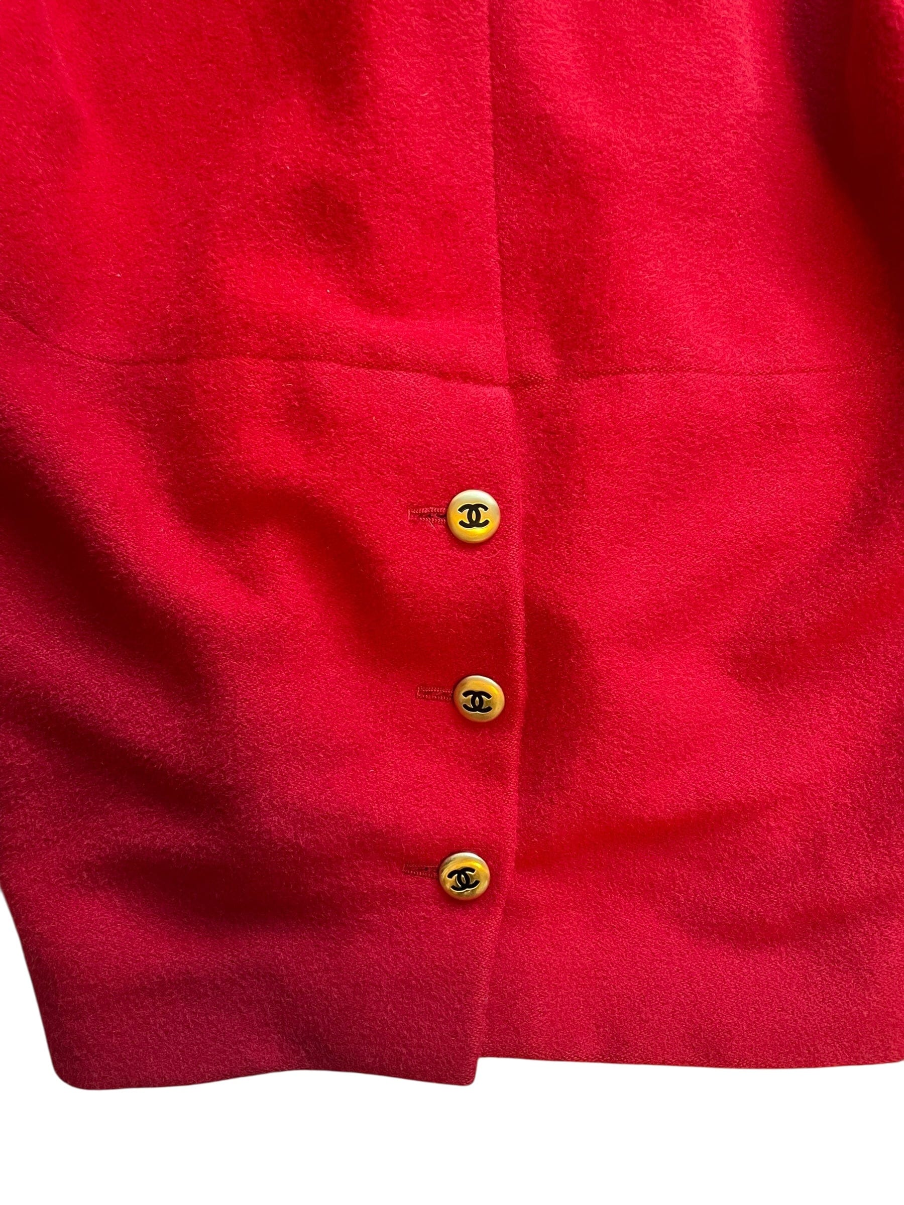 Chanel Chanel Red Coat Vintage with Gold CC Buttons DXBK0310
