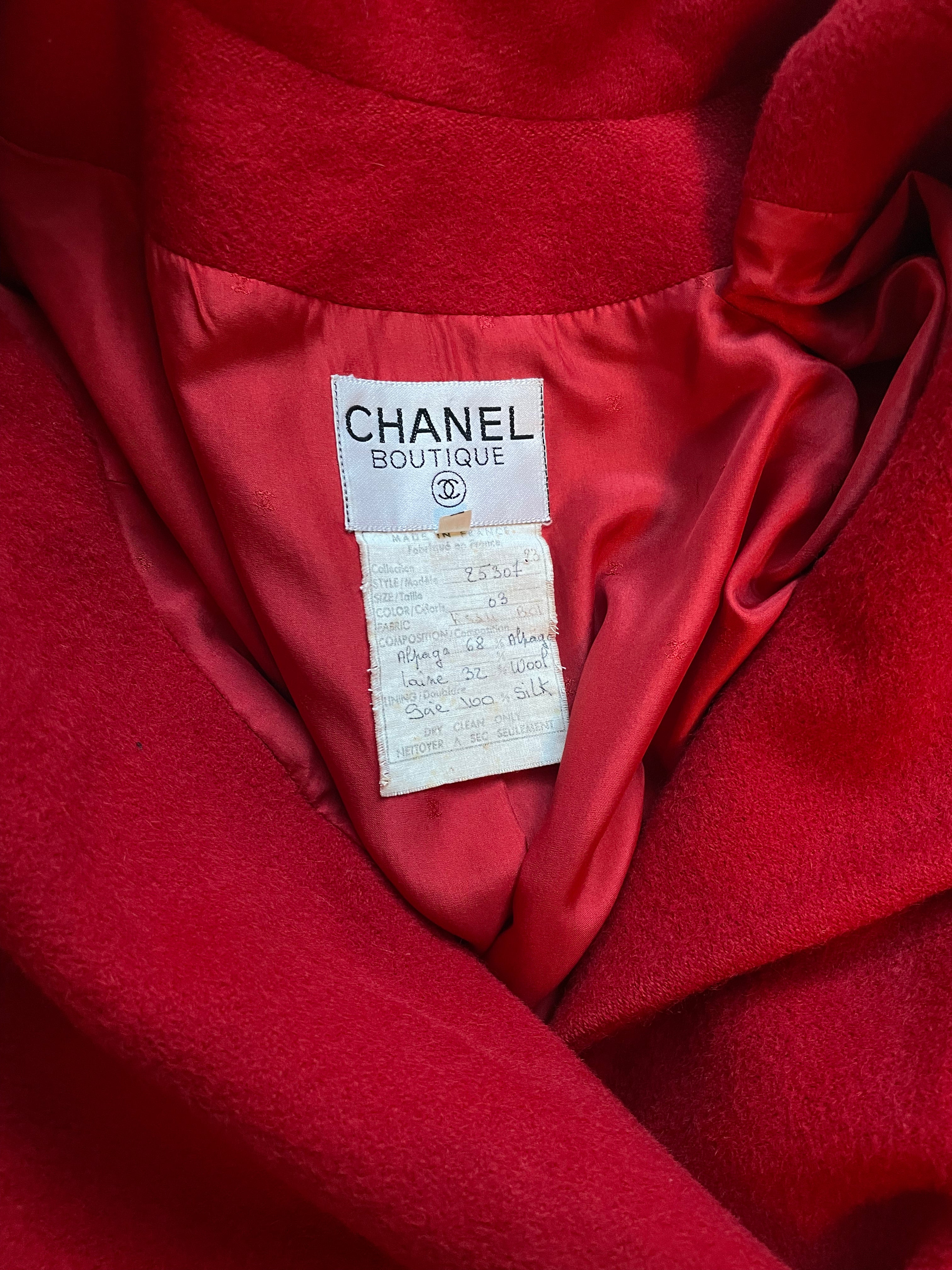 Chanel Chanel Red Coat Vintage with Gold CC Buttons DXBK0310