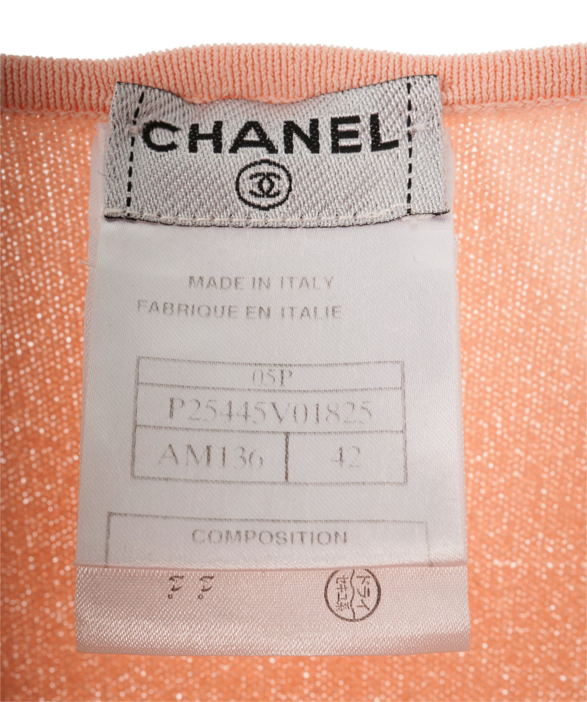 Chanel Chanel Side CC Camellia Knit Top Peach  DXBS0149