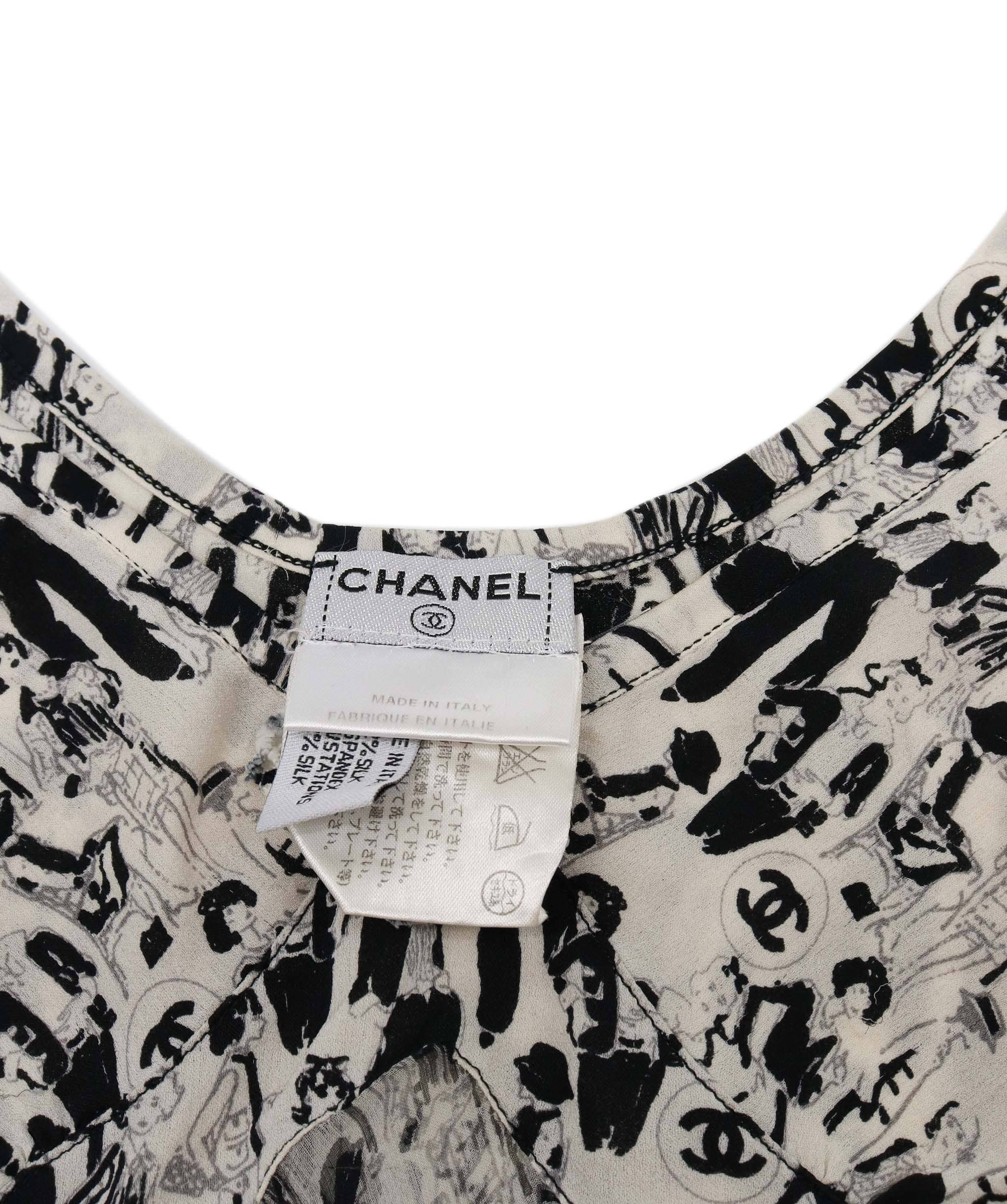 Chanel Chanel Silk Black White Tank Top - DXBS0503