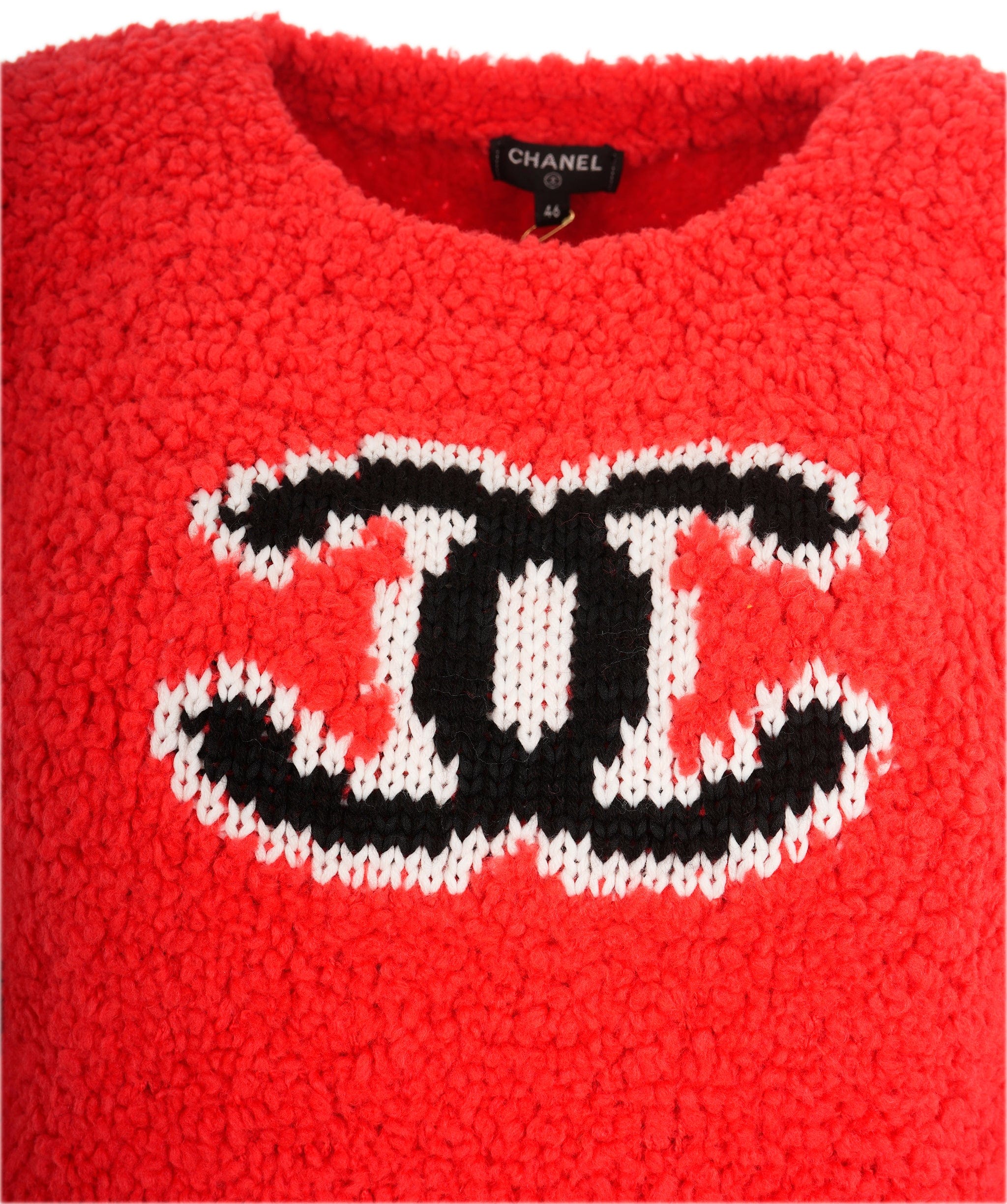 人気モデル✨CHANEL ココマーク　ニット　レッド Authentic CHANEL Sz36 Logo CC Pullover Sweater Teddy Bear Red Wool