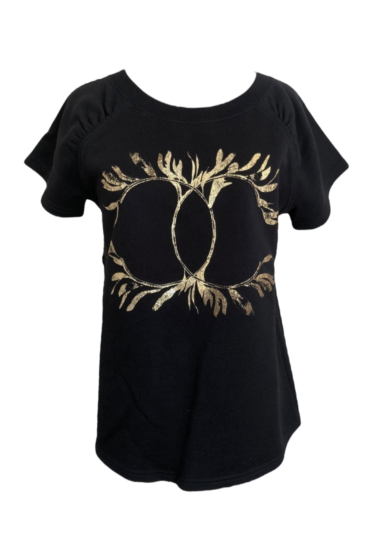 Chanel Chanel T-Shirt Black CC Logo Gold Size XS  SKC1812