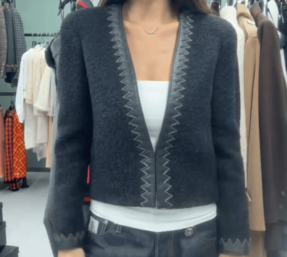 Chanel Chanel Tweed Leather Jacket blazer 38 101291
