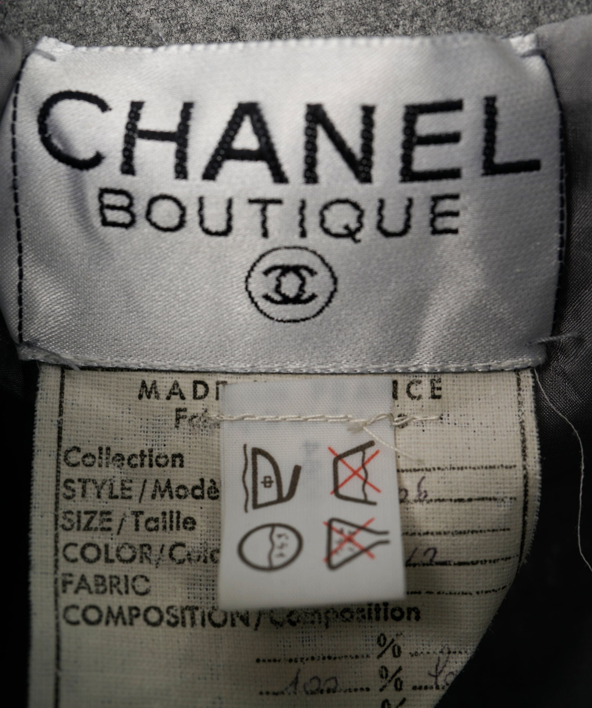 Chanel CHANEL Vintage 100% Wool Double Breasted Jacket & Skirt Suit Gray Size 36/38 #13522 AJCSC1304