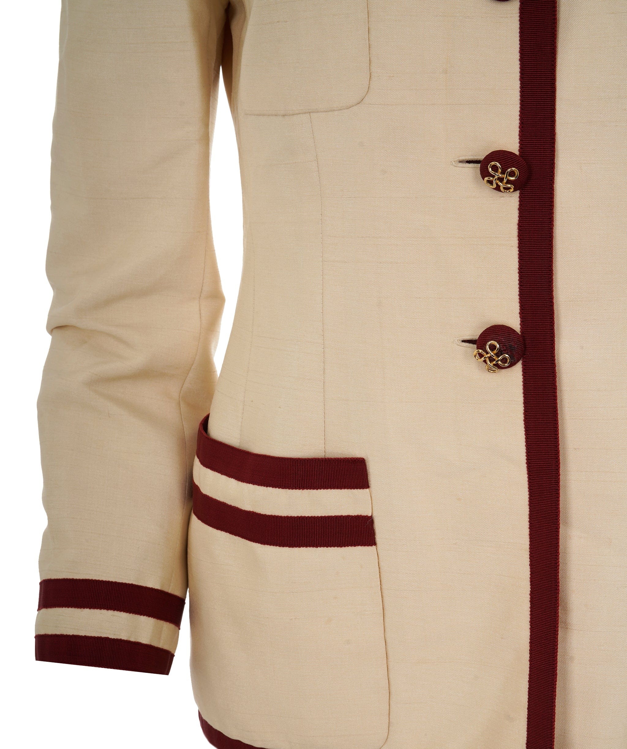 Chanel Chanel Vintage 1980's Burgundy Trim Suiting Jacket AKL0064