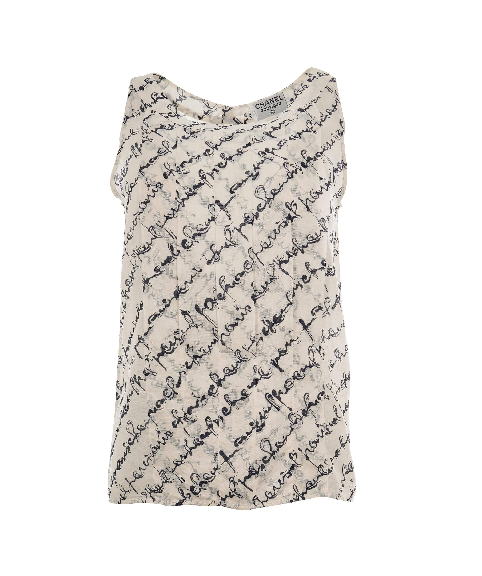 Chanel Chanel Vintage Linen Logo Script Tank Top AKL0067
