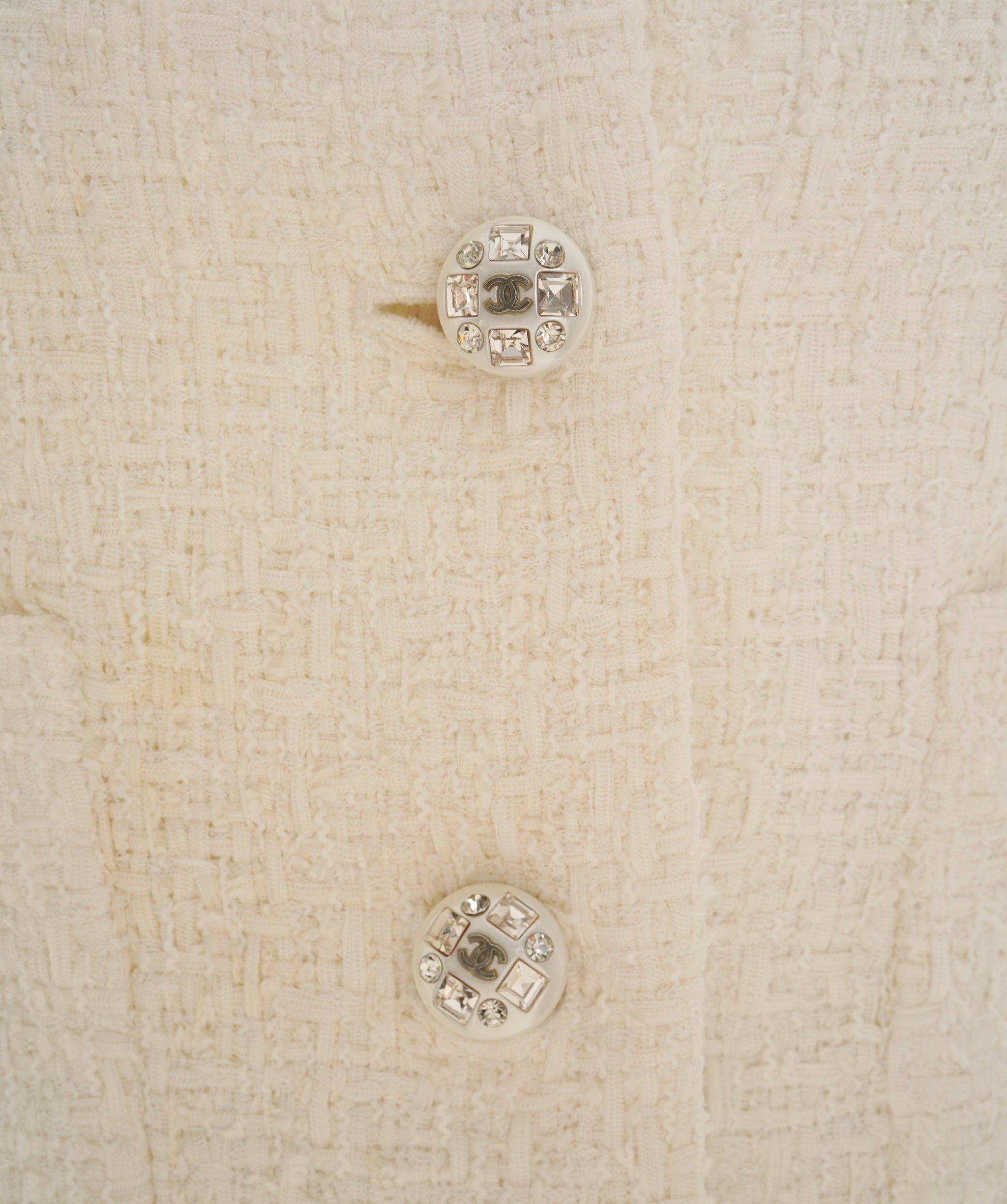 Chanel Chanel White CC Tweed Blazer Collarless RRP £4500 ALC2968