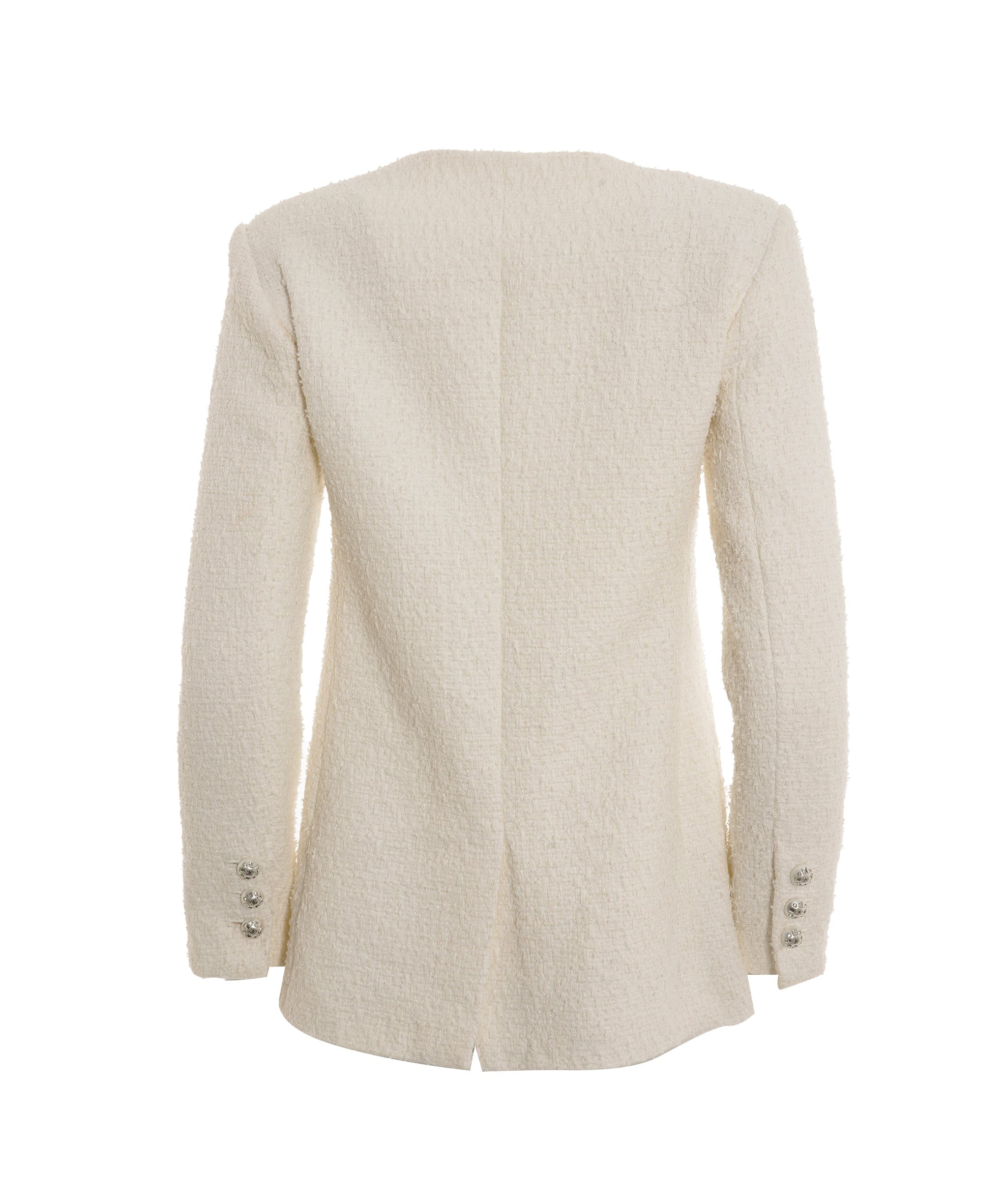 Chanel Chanel White CC Tweed Blazer Collarless RRP £4500 ALC2968