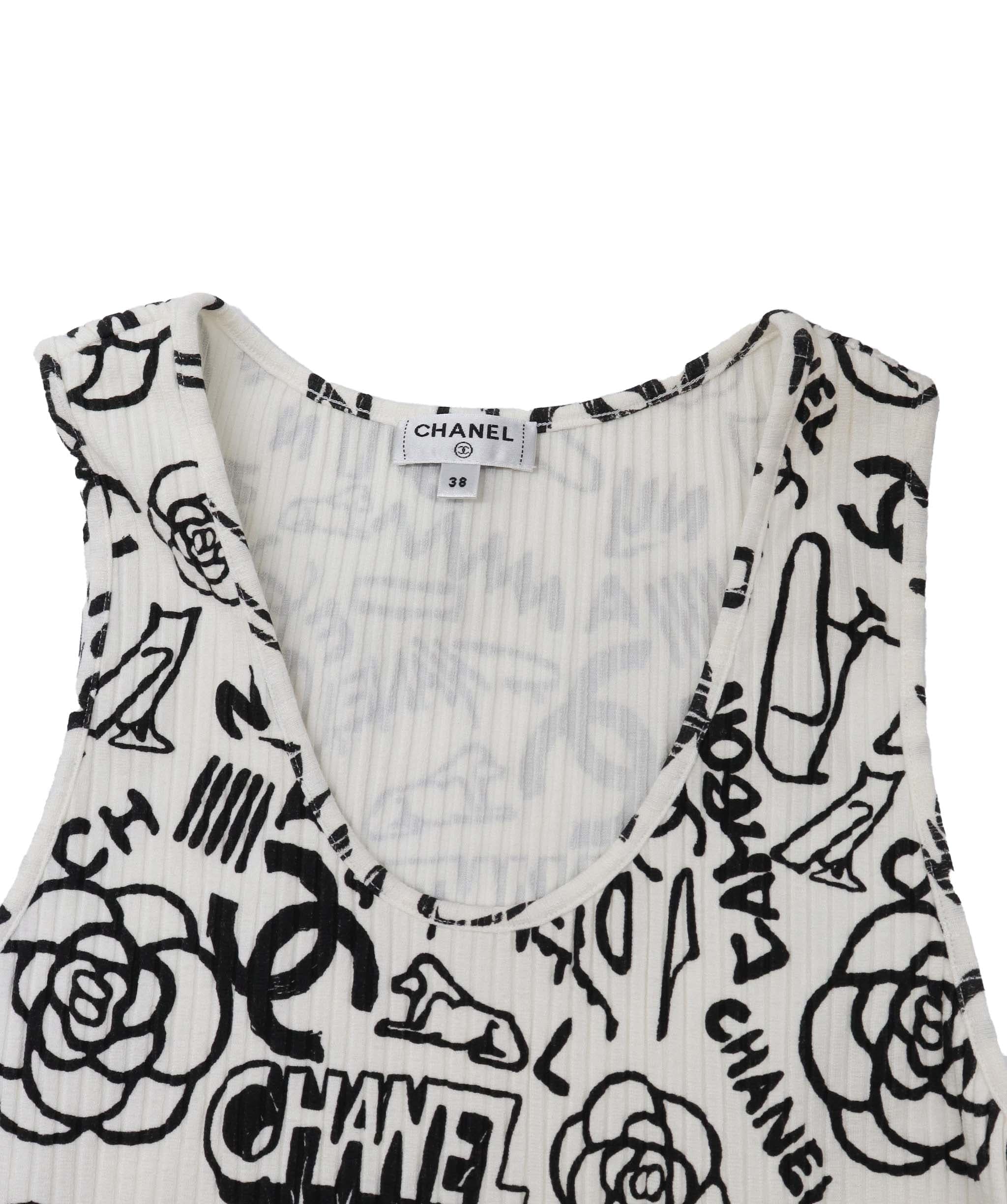 Chanel Chanel White Logo 19A Ribbed Tank Top - DXBS0475