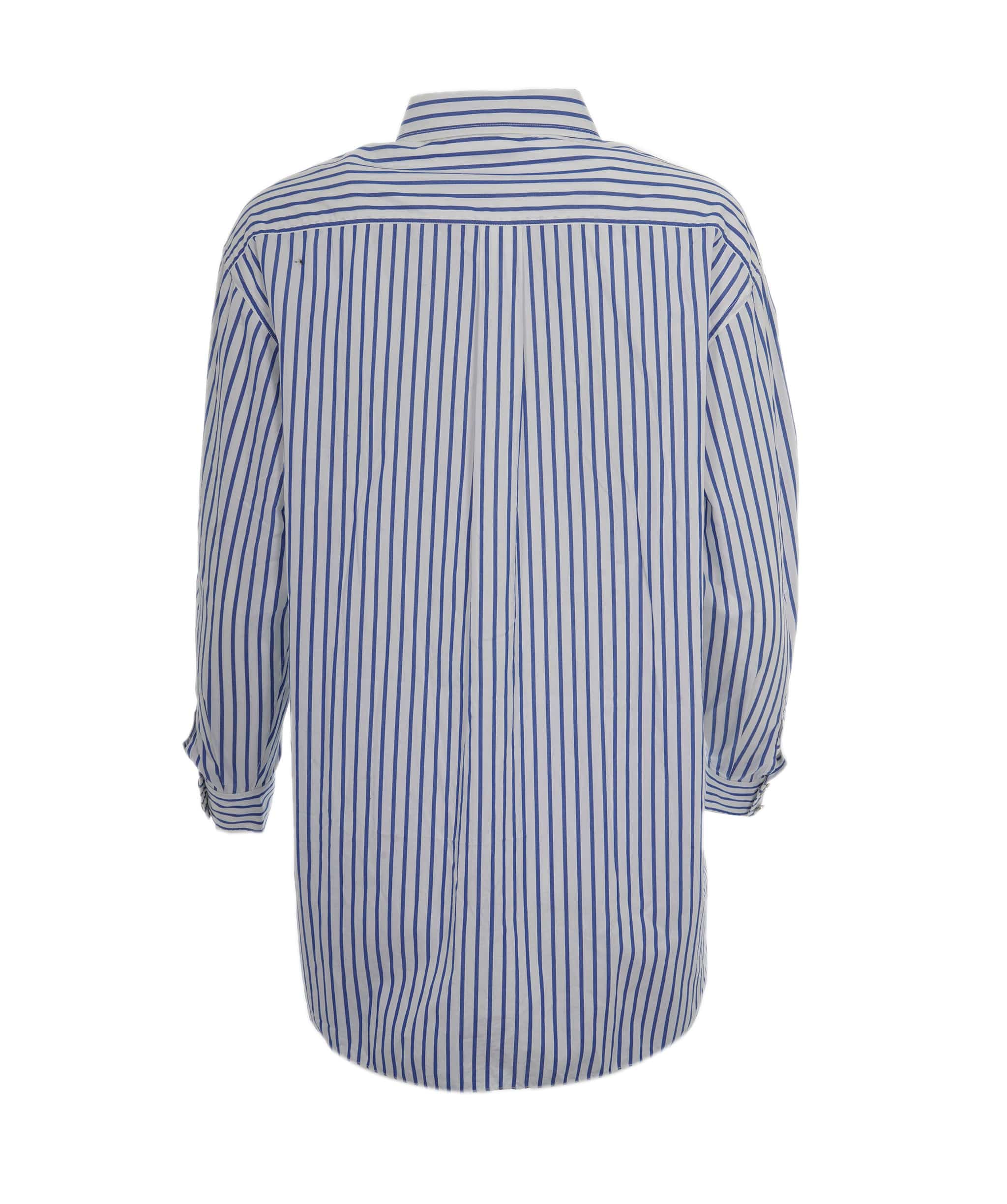 Chanel Long Chanel Pinstripe Vertical CC shirt with Silver Buttons