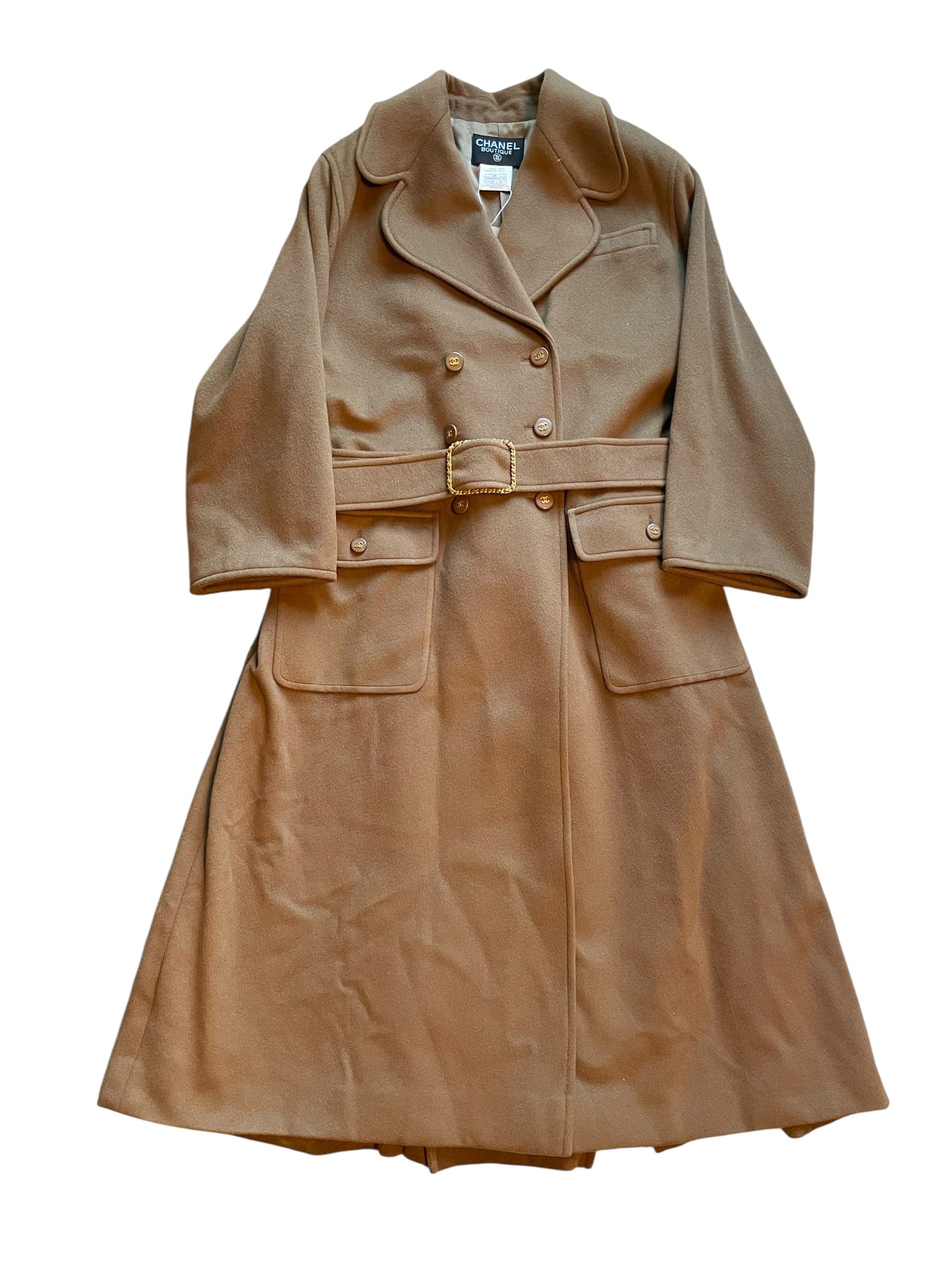 Chanel Rare Collectible Chanel 1995A Camel Back Pocket Cashmere Coat DXBK0303
