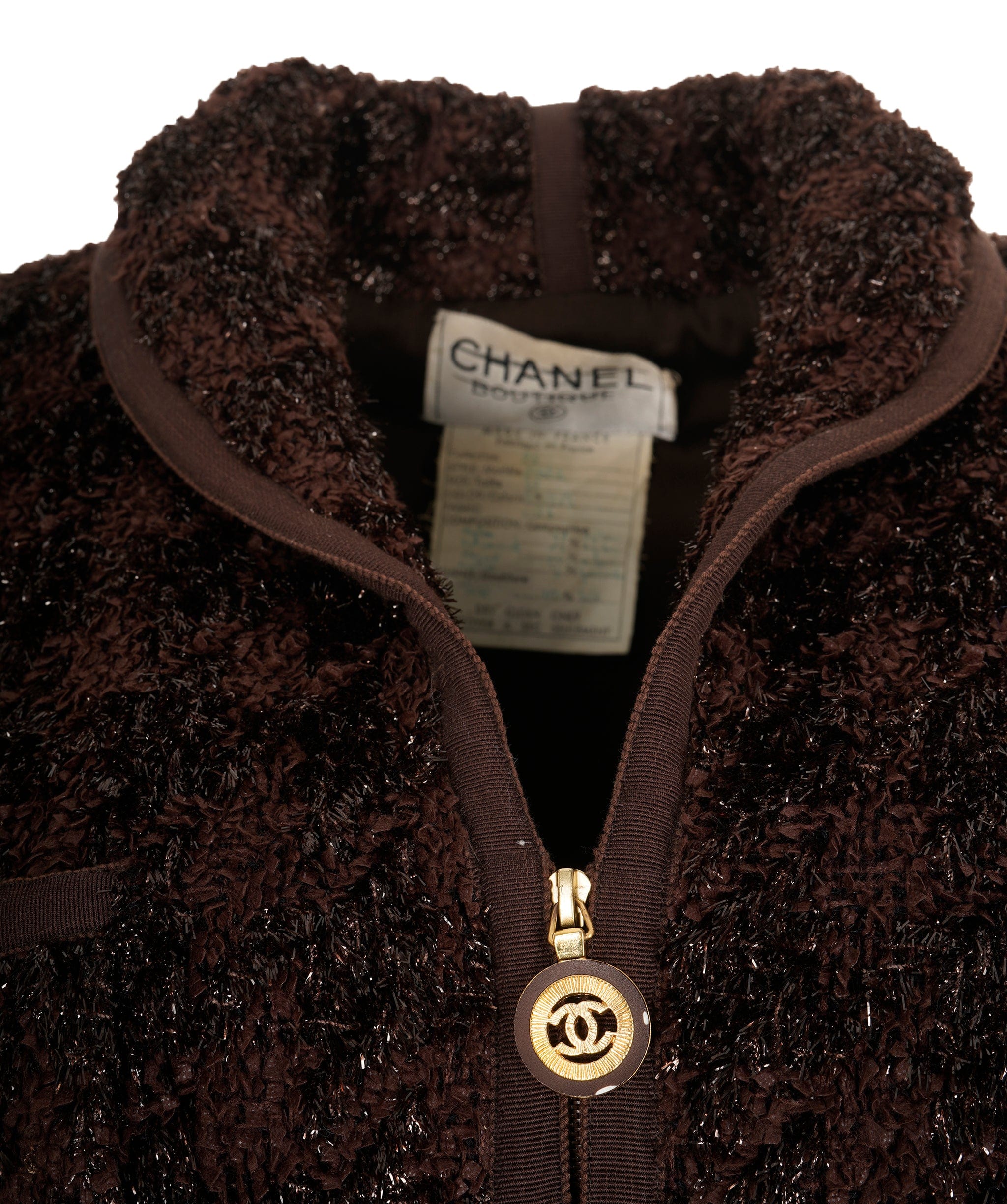 Chanel Veste Chanel vintage Marron irisée 21622 ALC1204
