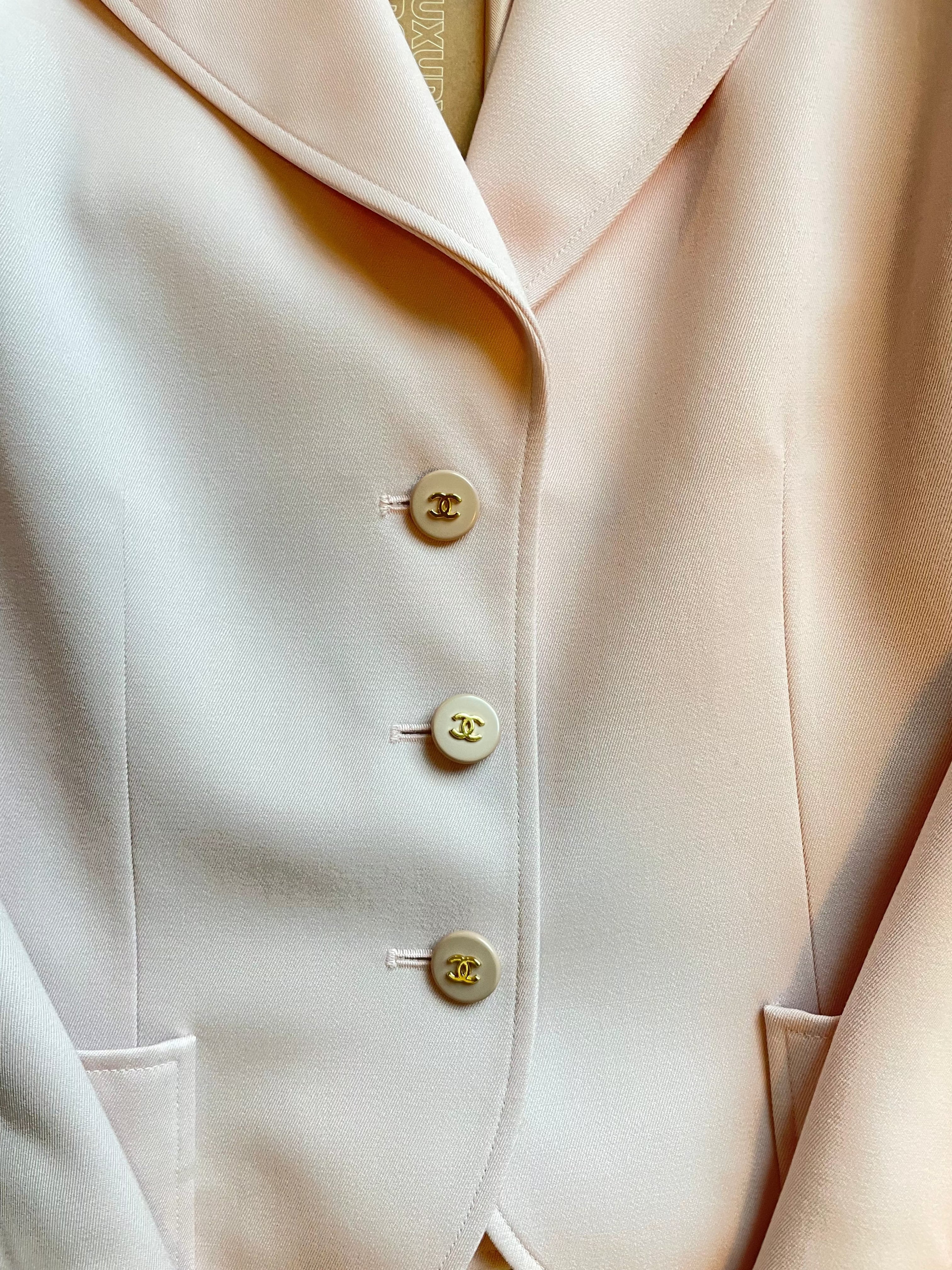 Chanel Vintage Chanel 97P CC Logo Cropped Jacket 40 Pink/Gold DXBK0546