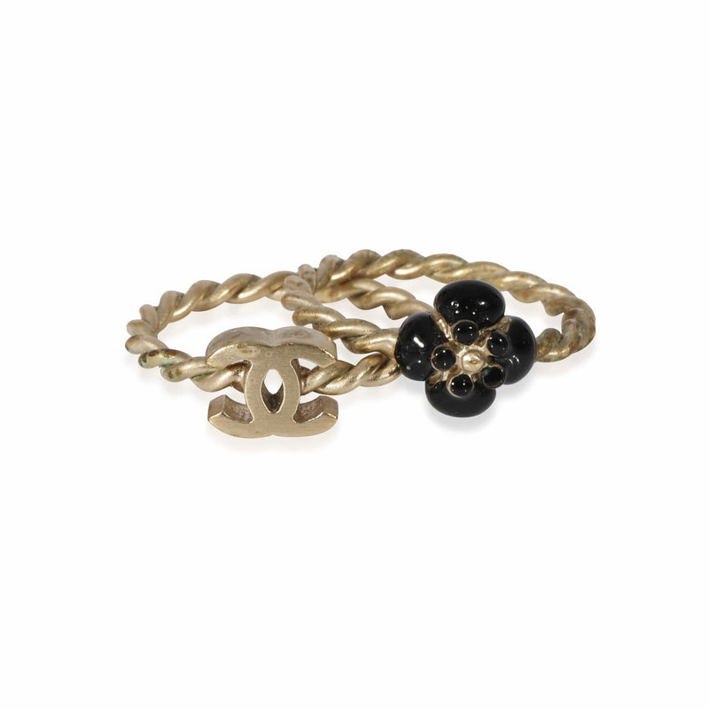 Chanel Gold Tone CC & Black Enamel Flower Ring Set – LuxuryPromise