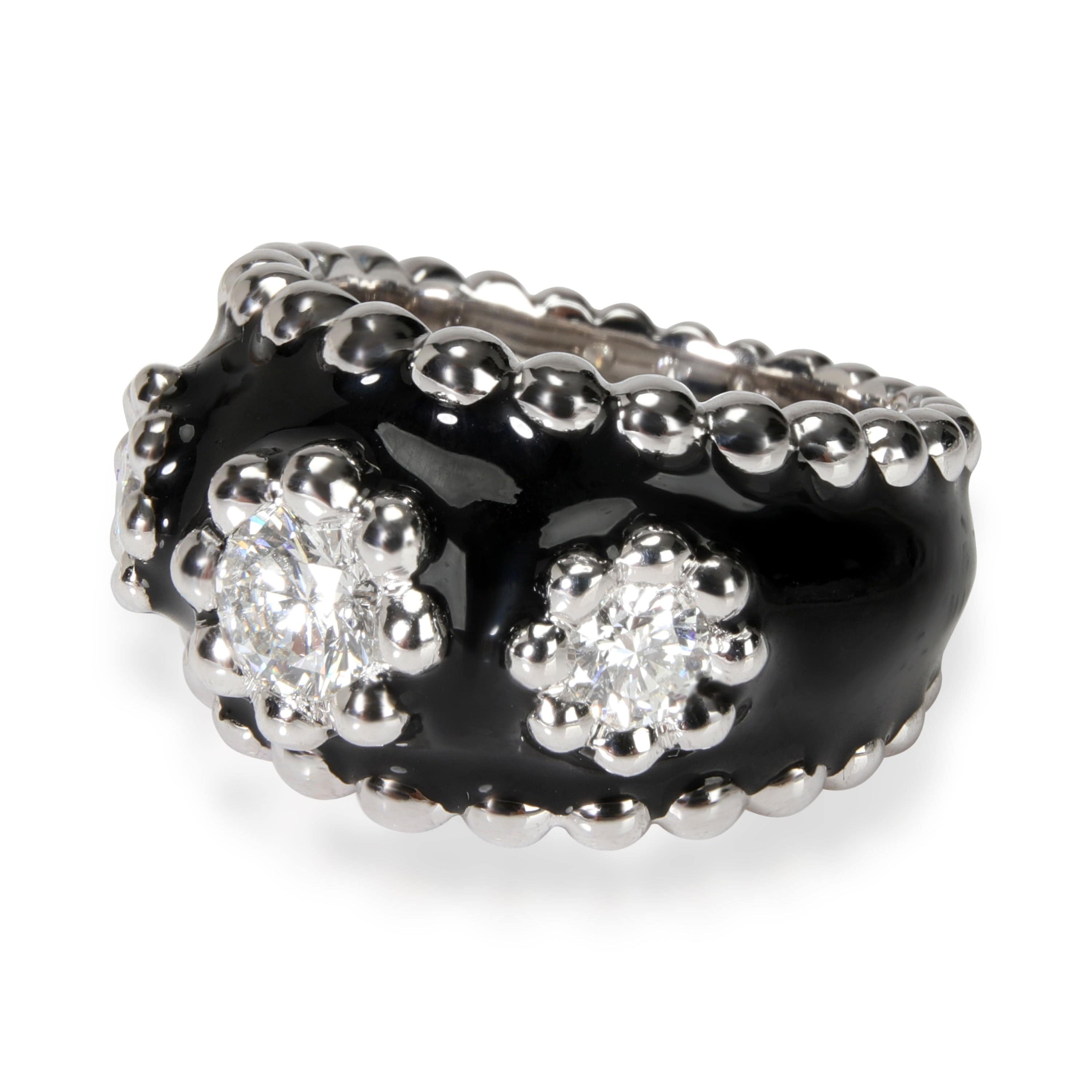 Chanel Vintage Chanel Diamond & Enamel Cocktail Ring in 18kt White Gold 0.9 CTW