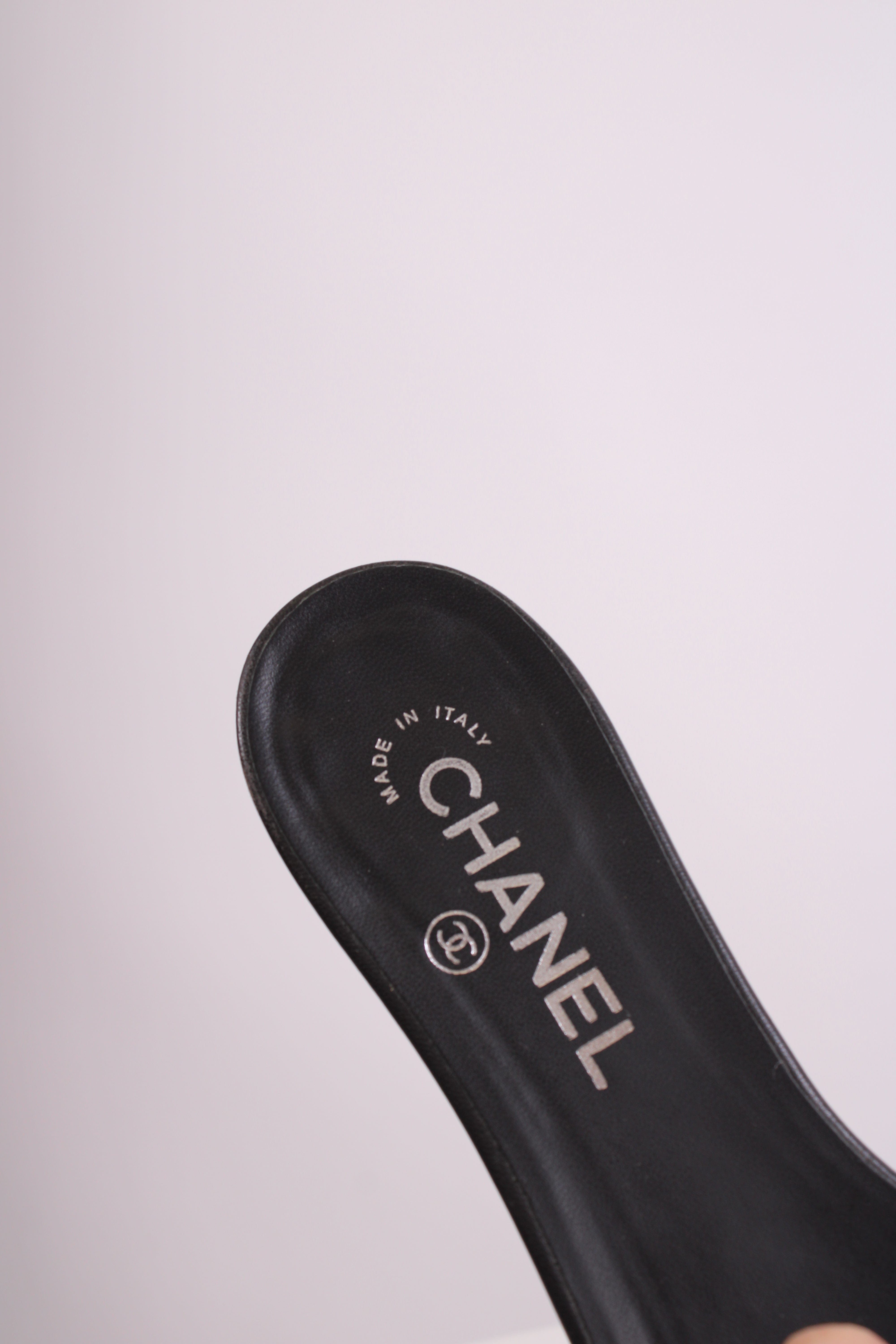 Chanel Chanel CC Camellia Sandals Black 38.5