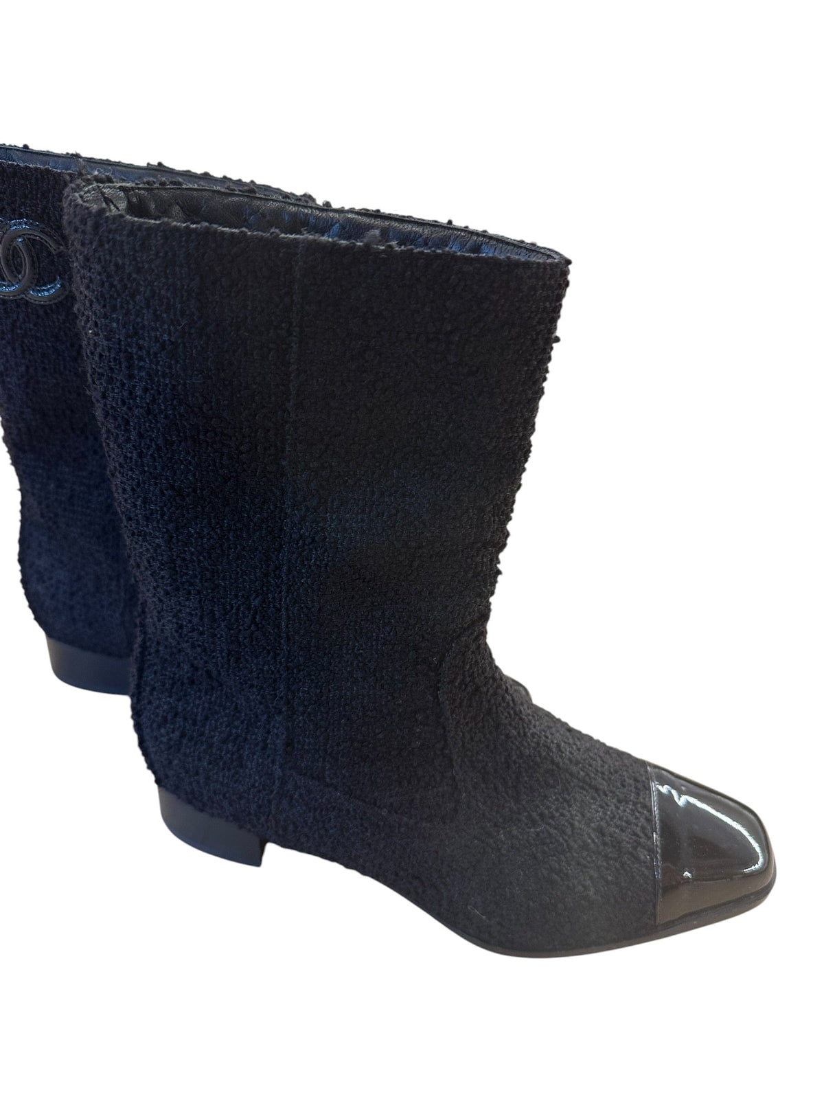 Chanel Chanel Black Tweed Boots - Size 37