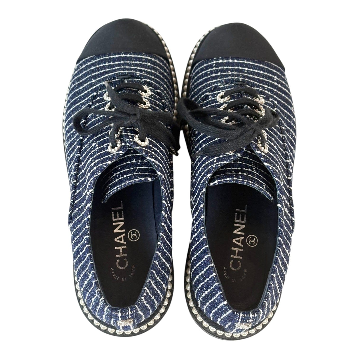 Chanel Chanel Blue Denim Pearl Shoes #40