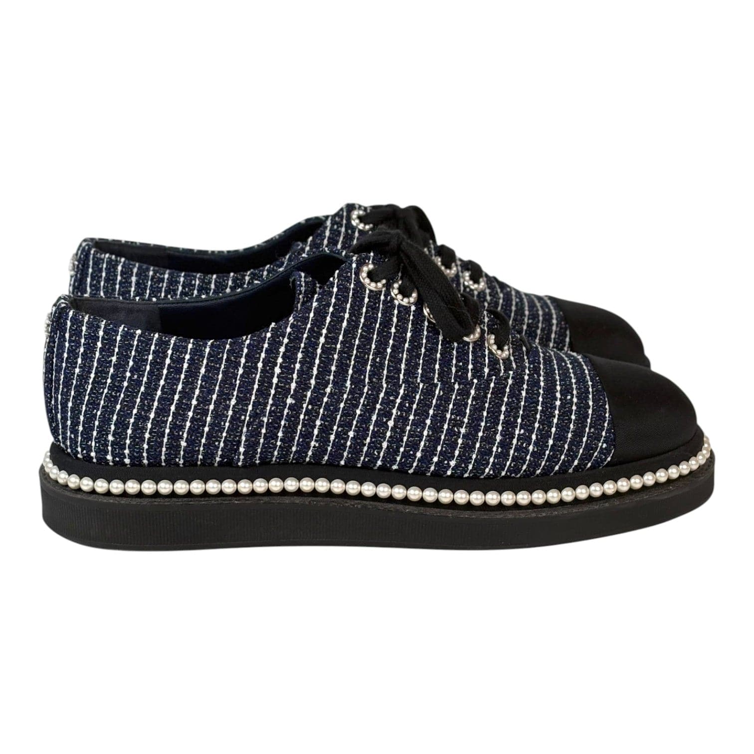 Chanel Chanel Blue Denim Pearl Shoes #40