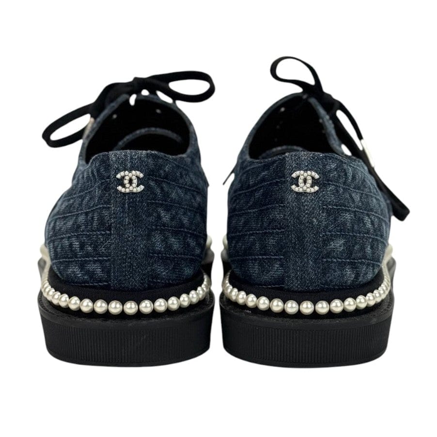 Chanel Chanel Blue Tweed Pearl Shoes #39