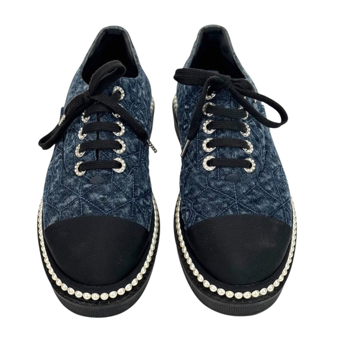 Chanel Chanel Blue Tweed Pearl Shoes #39