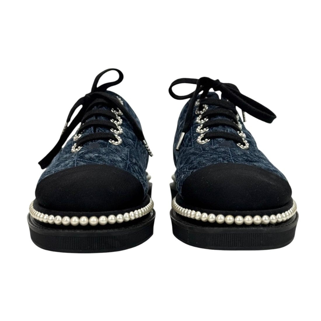 Chanel Chanel Blue Tweed Pearl Shoes #39