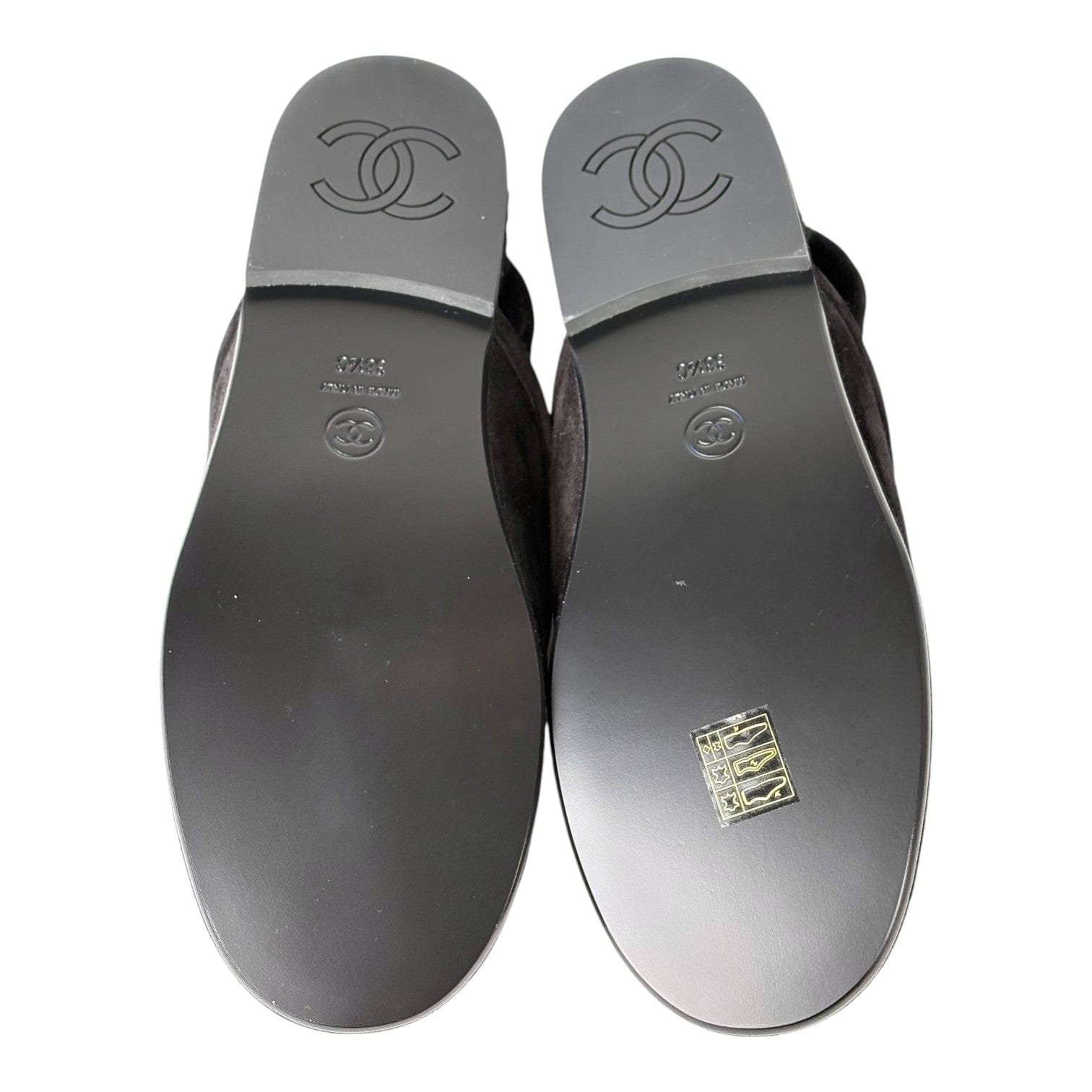 Chanel Chanel CC Black Shearling Slingback Shoes #38.5C