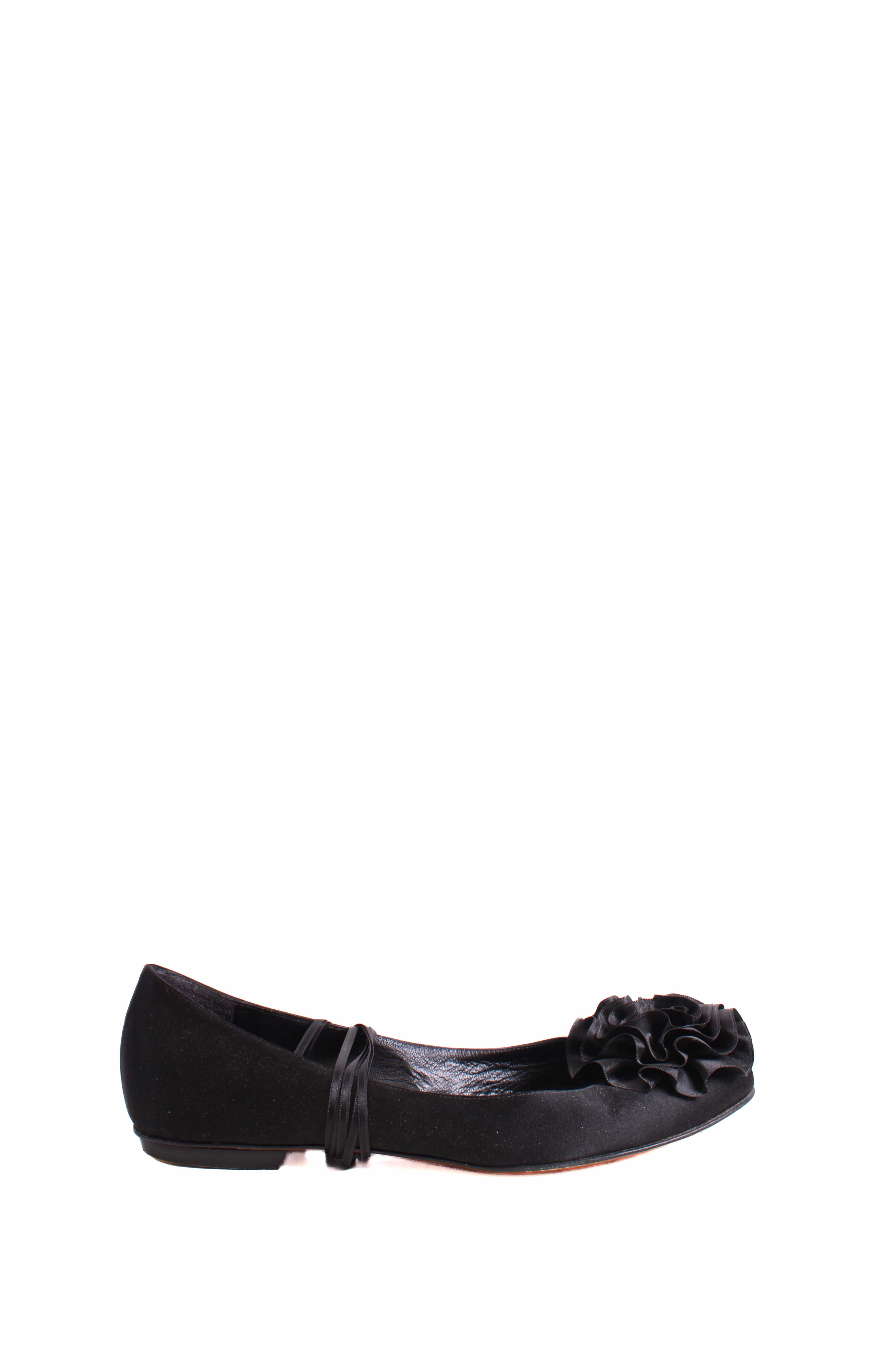 Chanel Chanel CC Ruffle Camellia Ballet Flats Black 38