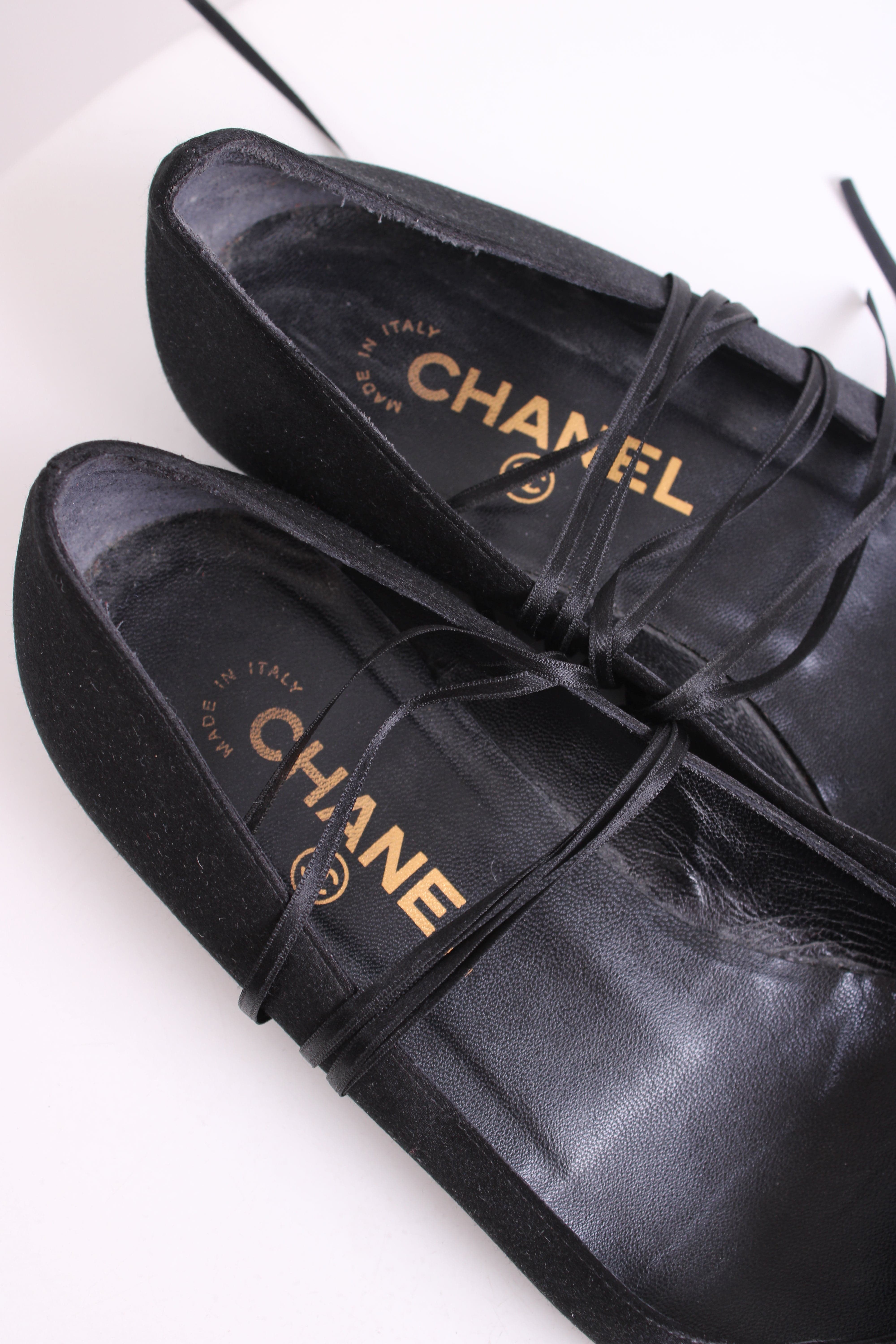 Chanel Chanel CC Ruffle Camellia Ballet Flats Black 38