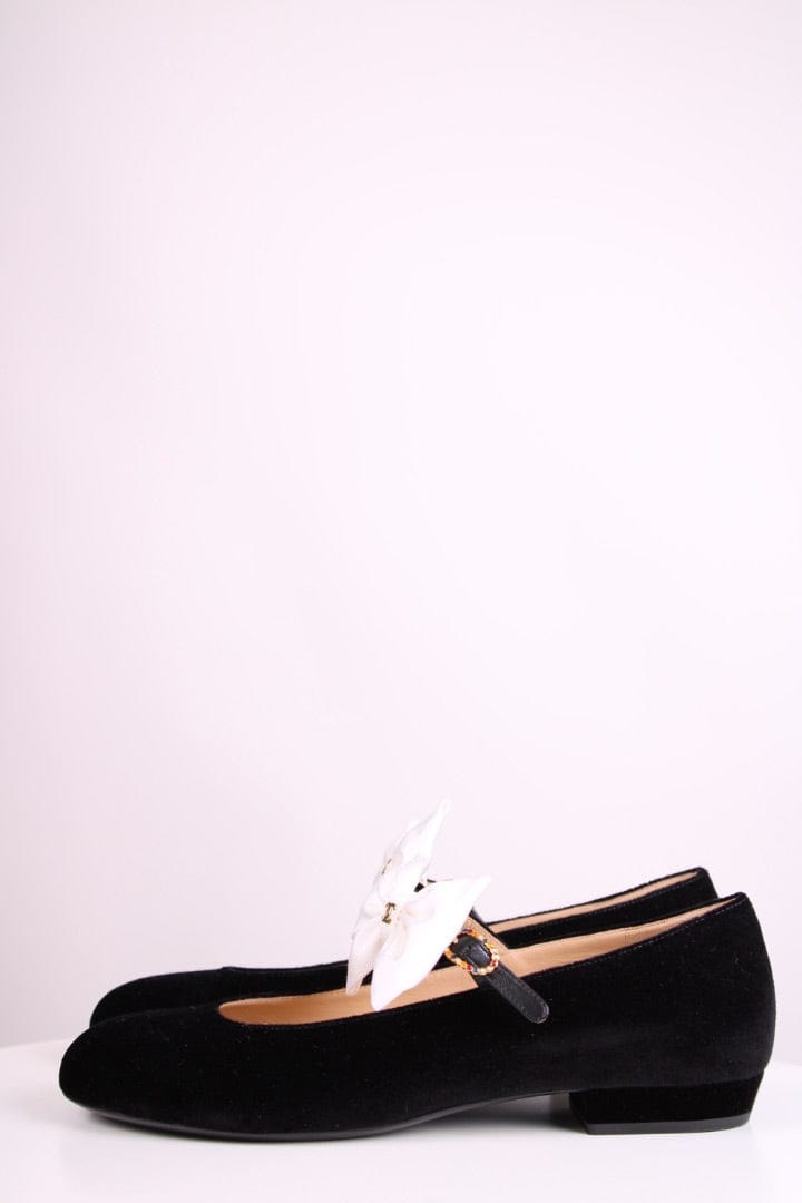 Chanel Chanel Velvet Bow Mary Jane Flats Black 39.5