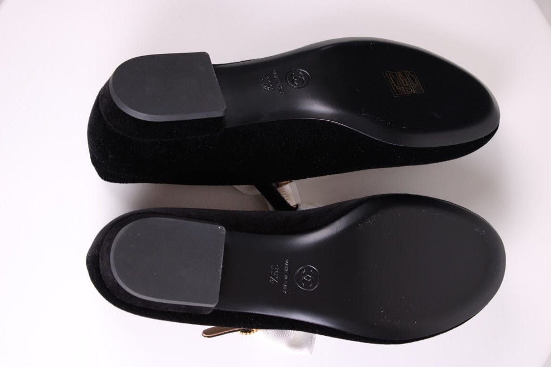 Chanel Chanel Velvet Bow Mary Jane Flats Black 39.5
