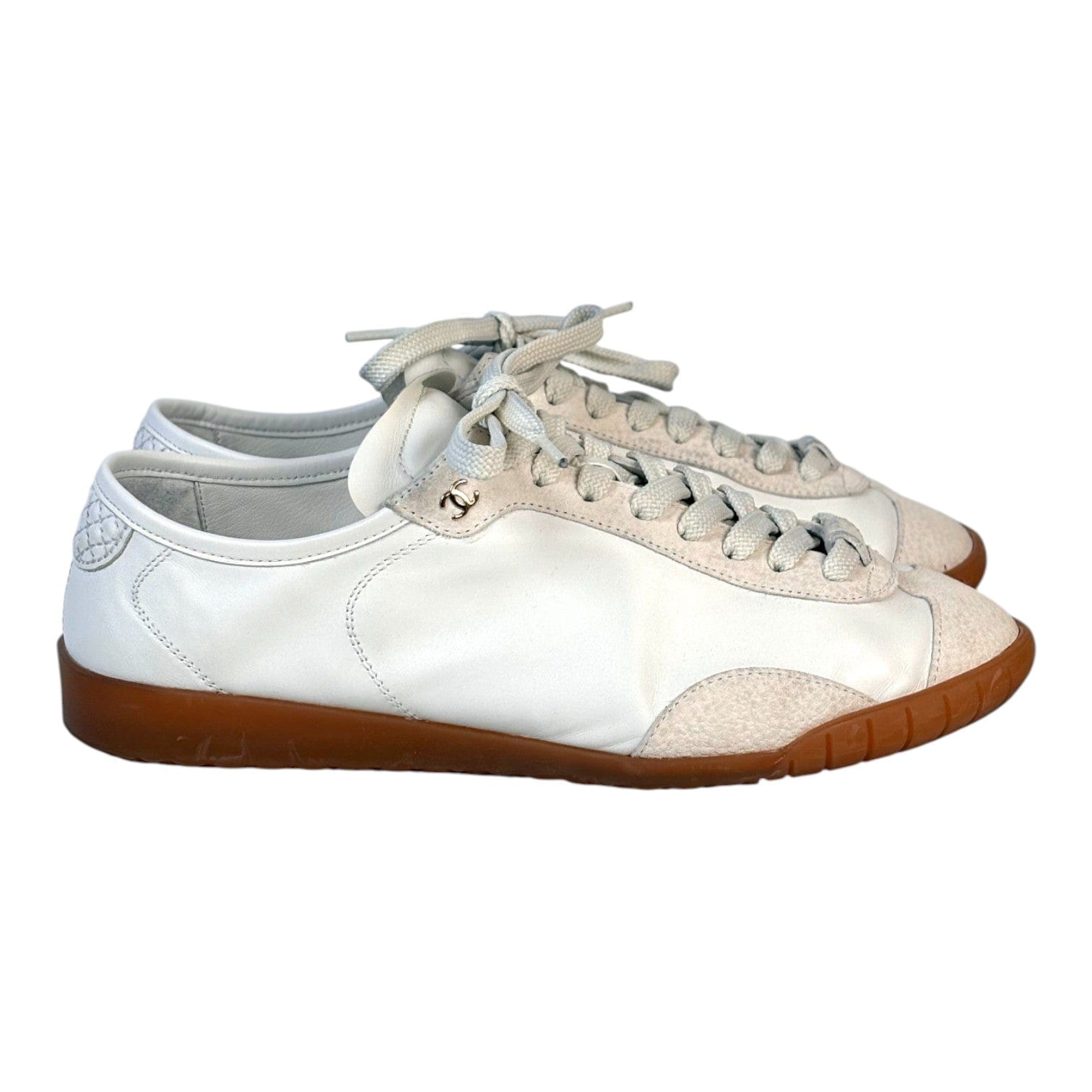 Chanel Chanel White Leather Trainers #38.5