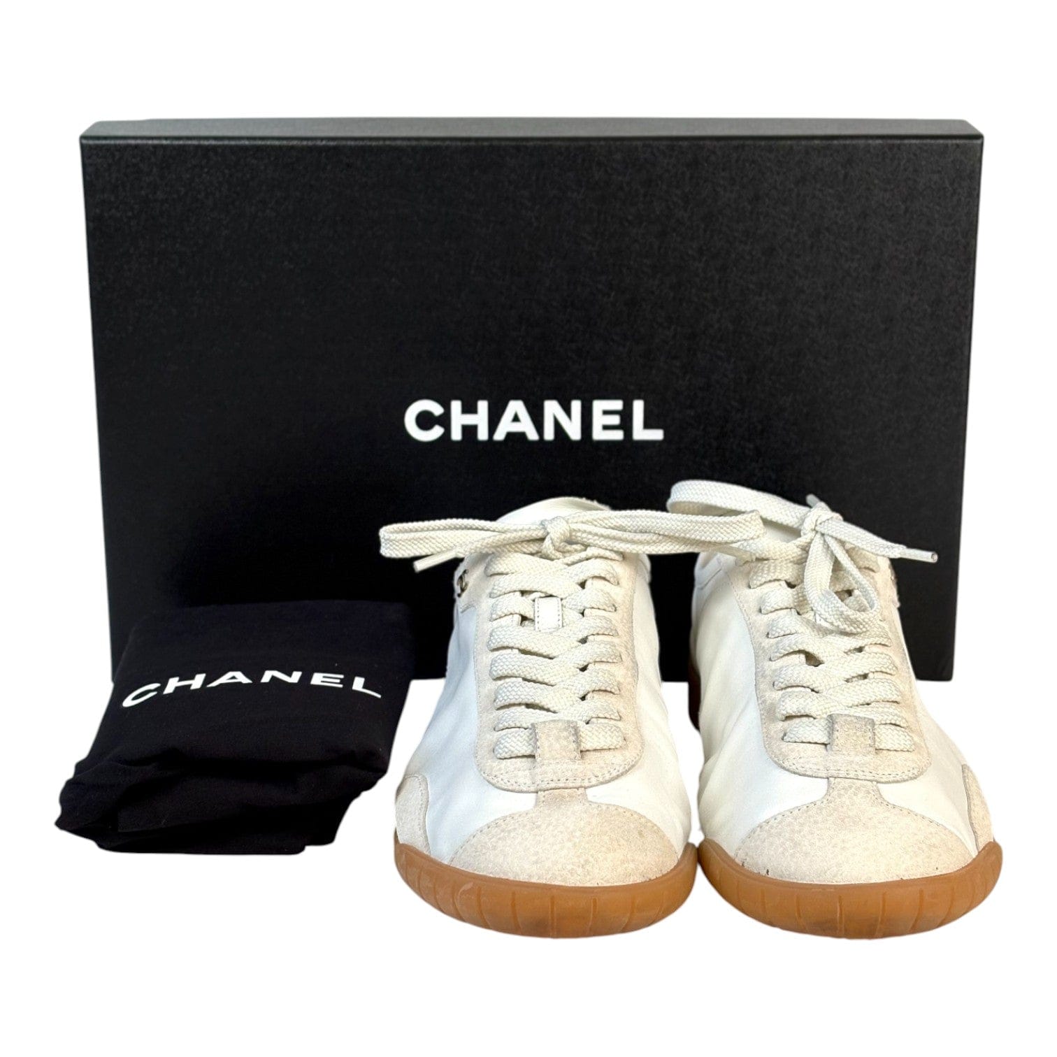 Chanel Chanel White Leather Trainers #38.5