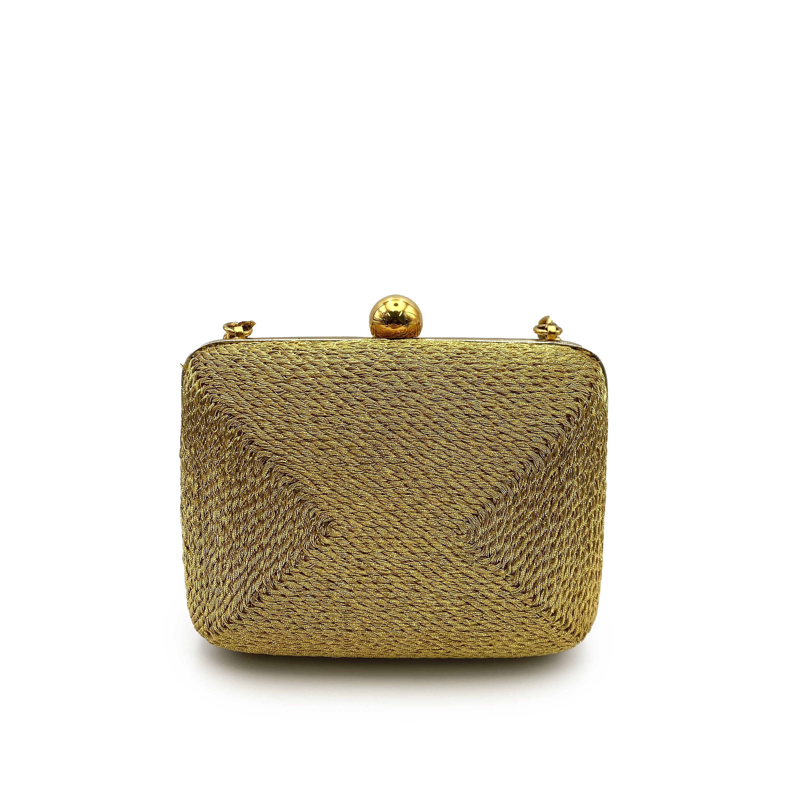 Chanel CHANEL VINTAGE PARTY CHAIN HAND SHOULDER BAG GOLD RAFFIA 90230401