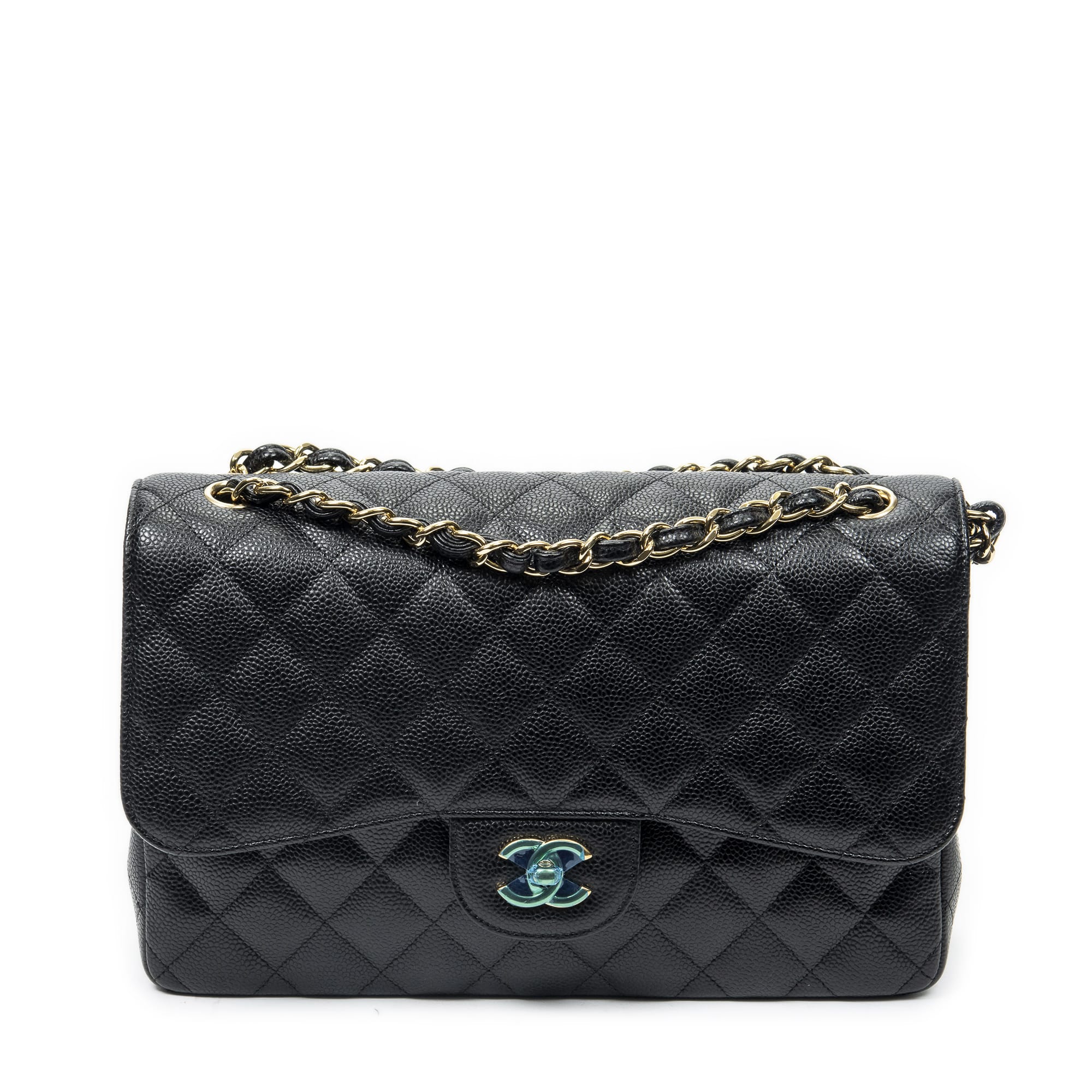Chanel Chanel Black Calf Leather Jumbo Classic Double Flap ABC1690