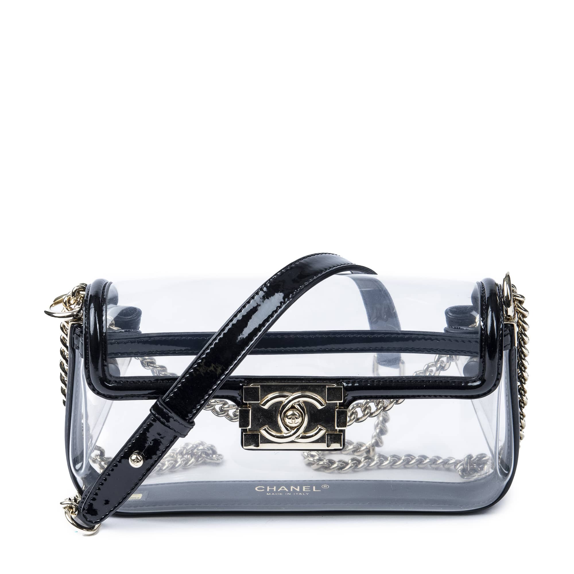 Chanel Chanel Black/Transparent Canvas CC Medium Flap Transparent Bag AAV7341