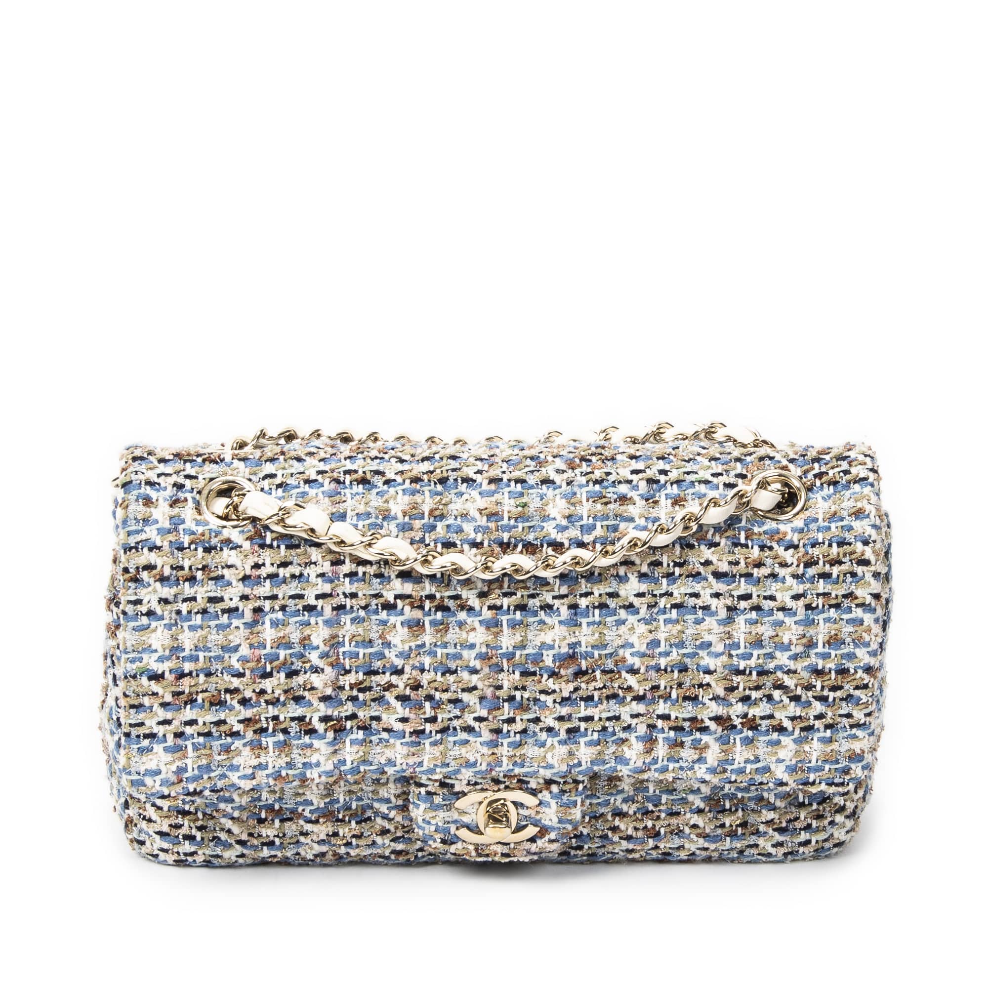 Chanel Chanel Blue/White Canvas Classic Double Flap ABC2072