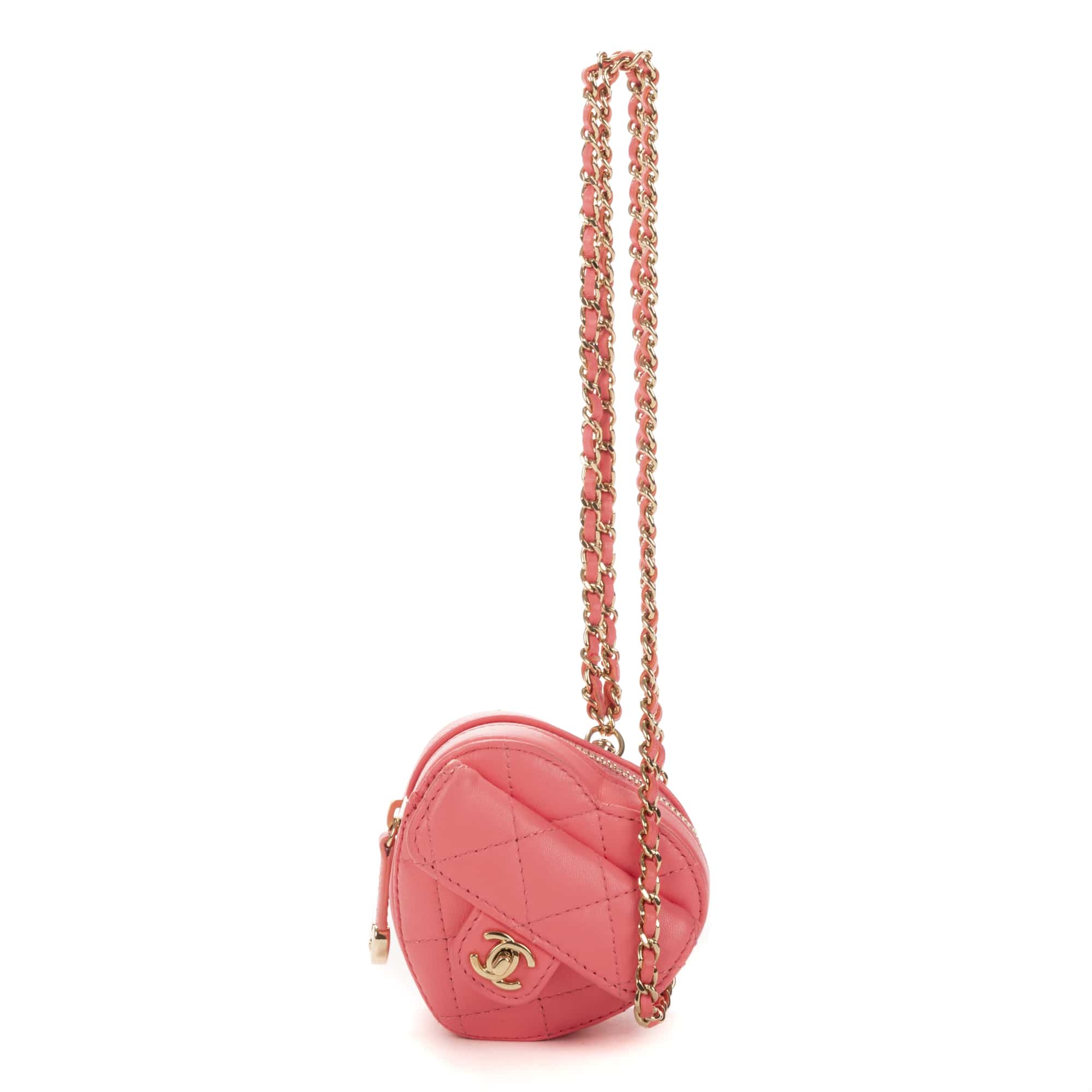 Chanel Chanel Pink Calf Leather Heart Coin EAH0224