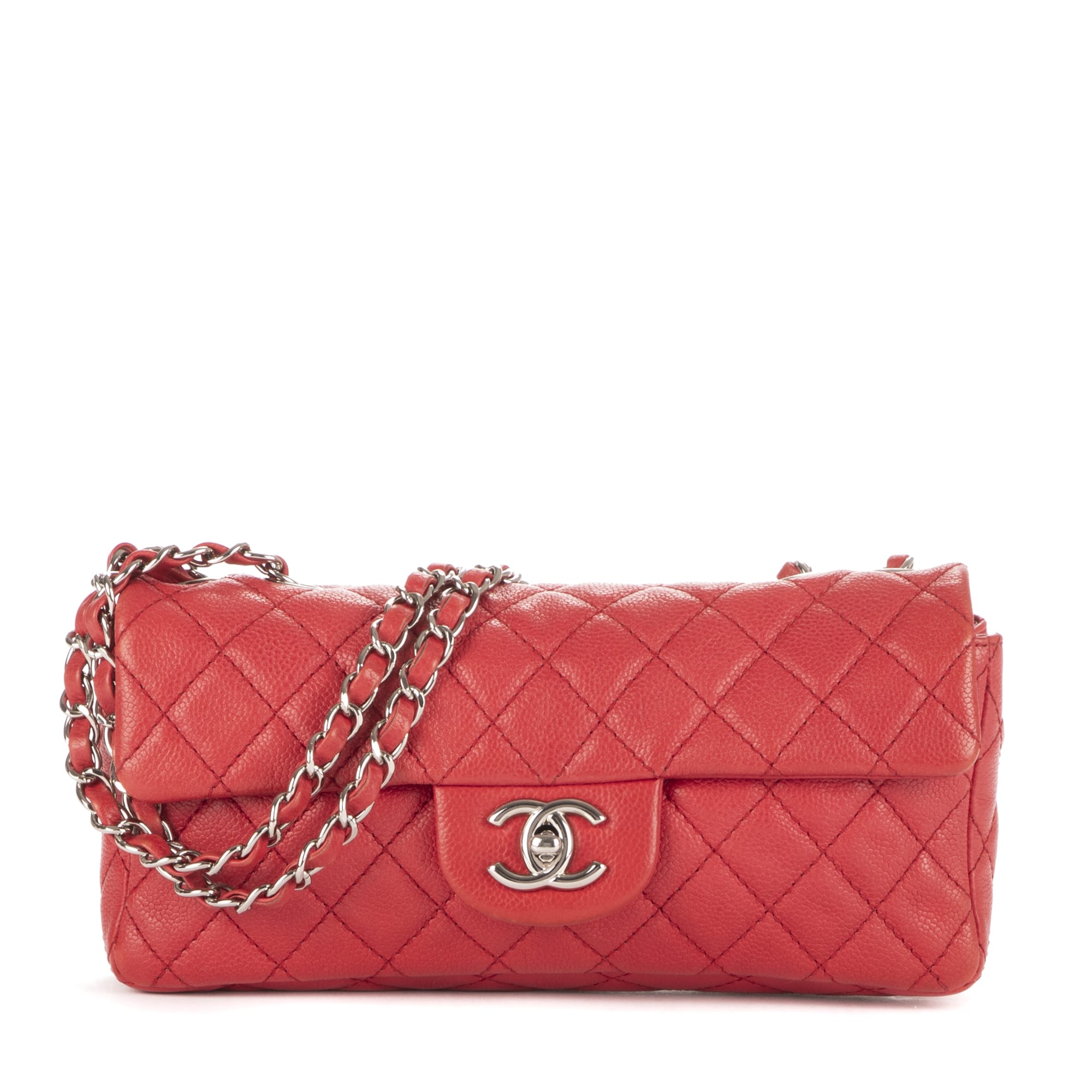 Chanel Chanel Red Calf Leather East-West Single Flap OAG7384