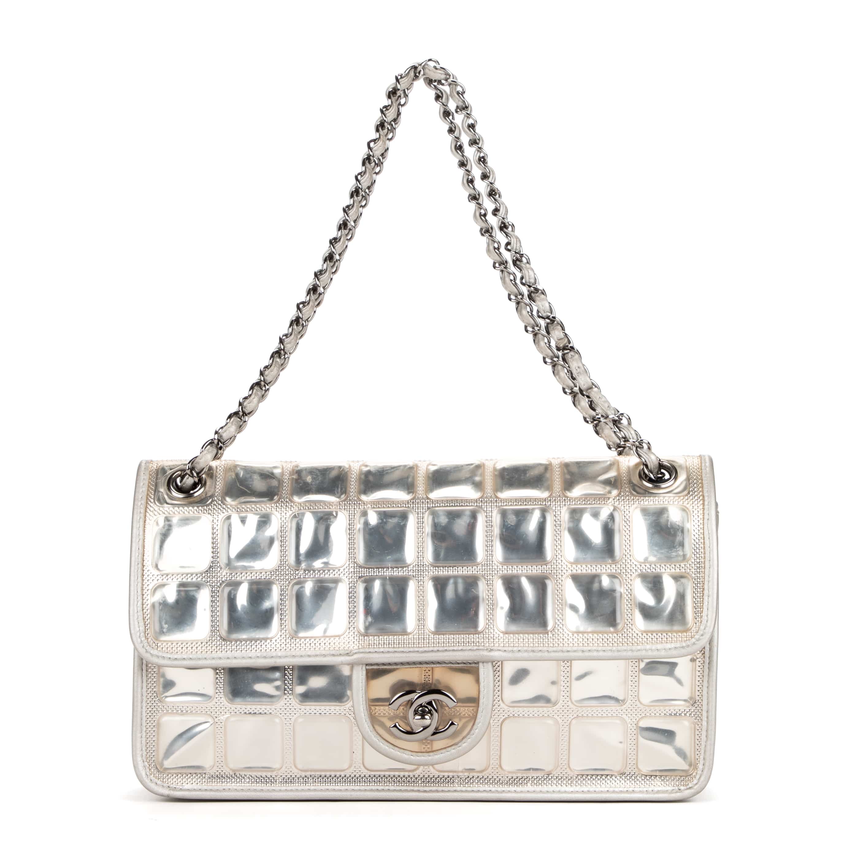Chanel Chanel Silver Calf Leather Ice cube flap EAG7819