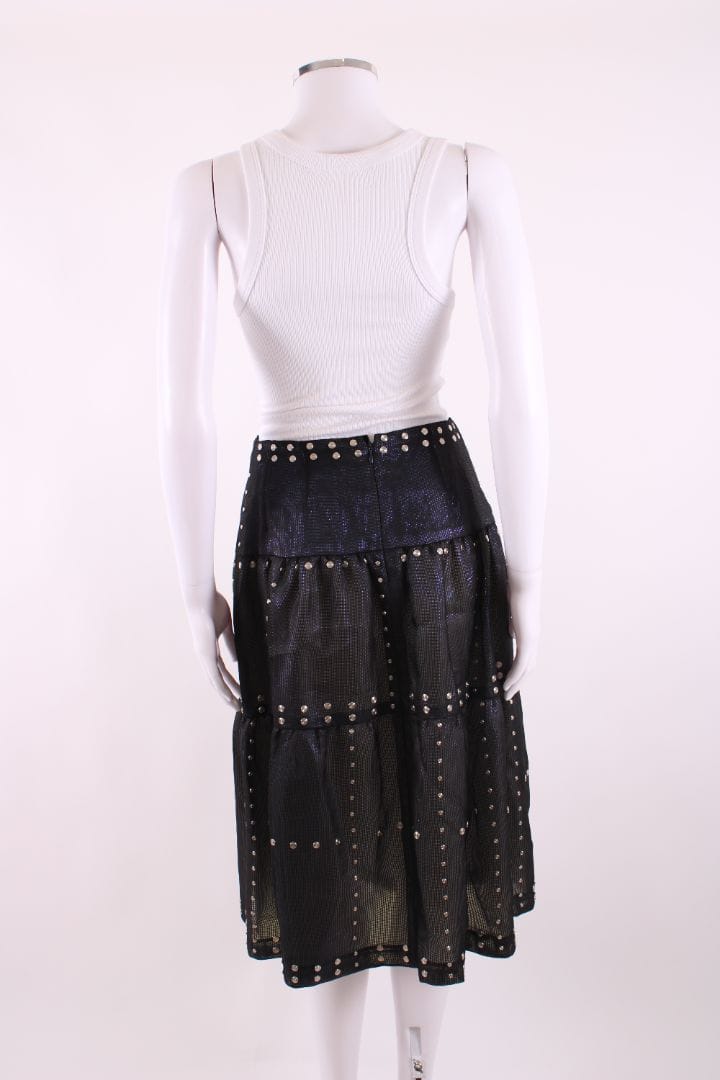 Chanel Chanel Mesh Layer Iridescent Stud Skirt Black/ Purple 10
