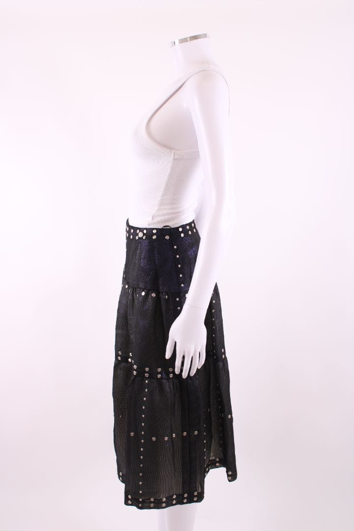 Chanel Chanel Mesh Layer Iridescent Stud Skirt Black/ Purple 10