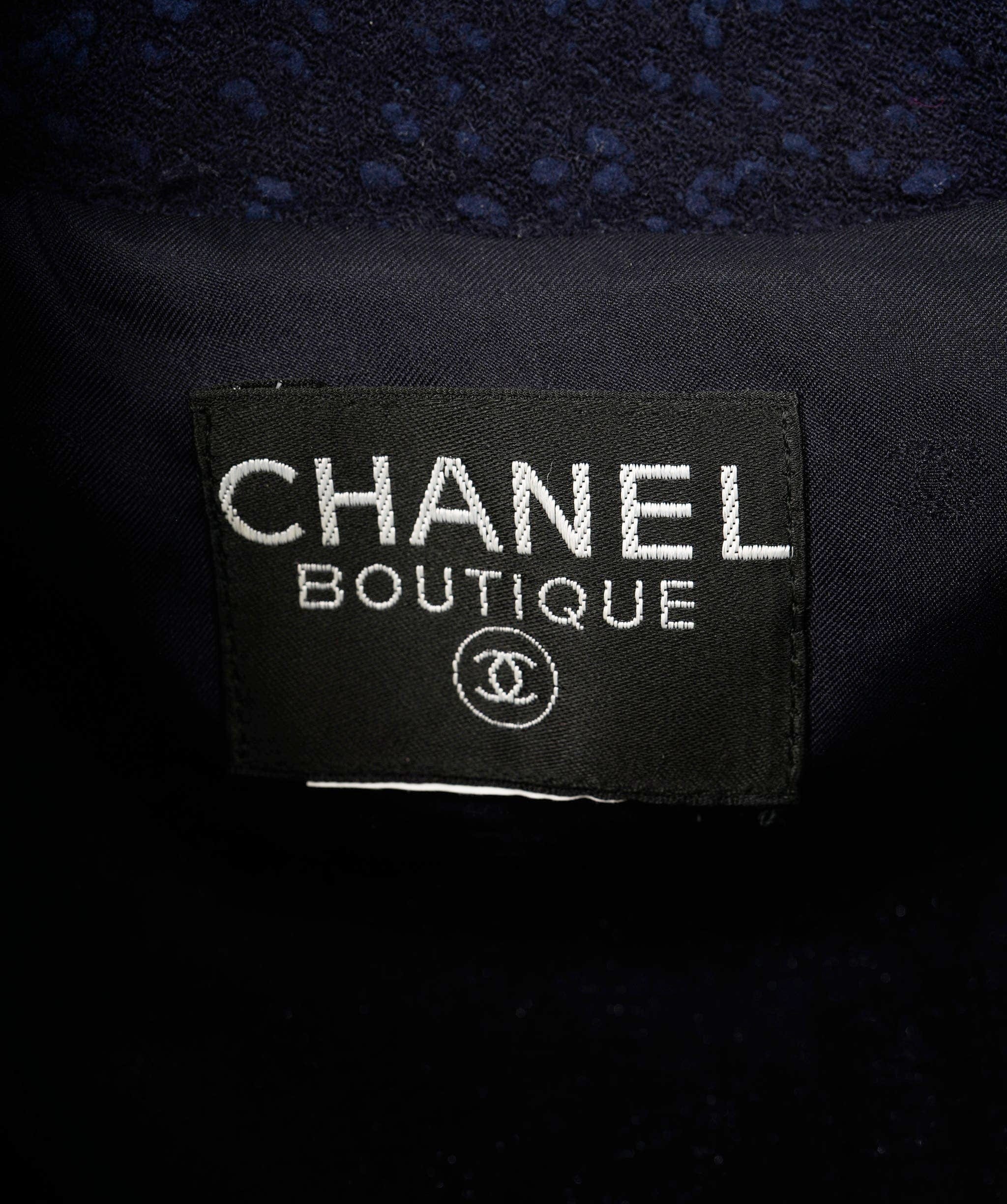 Chanel Chanel Tweed Jacket Blue Navy ASL8923