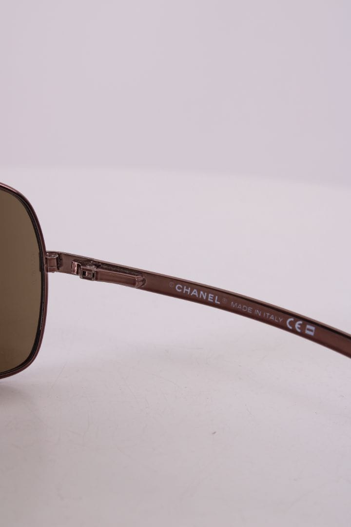 Chanel Chanel Aviator Lizard Effect Sunglasses Brown