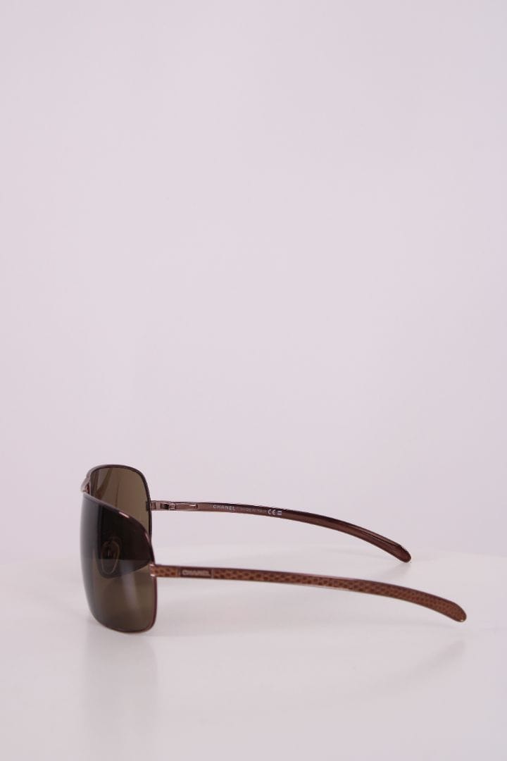 Chanel Chanel Aviator Lizard Effect Sunglasses Brown
