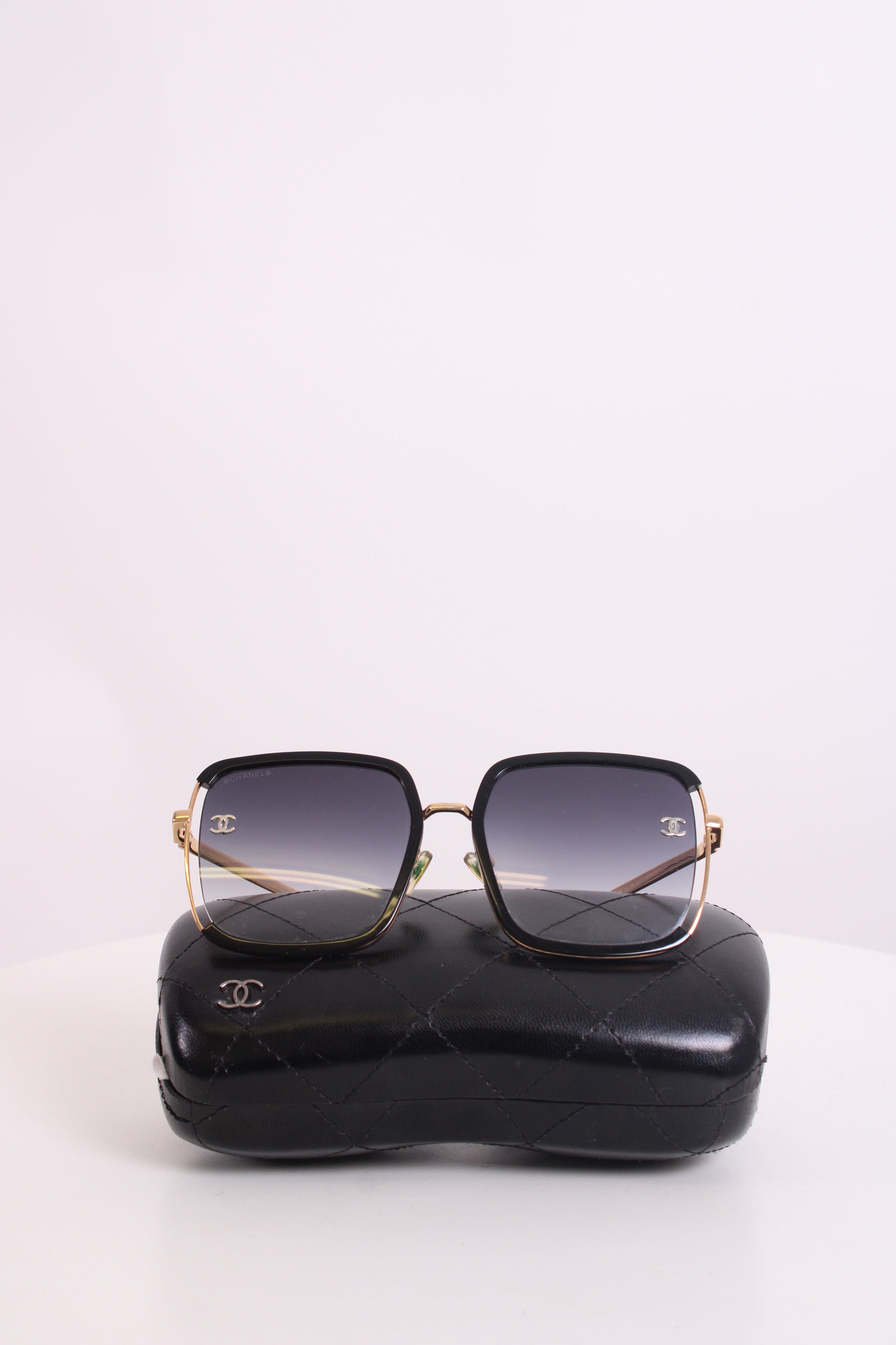 Chanel Chanel Square Frame Sunglasses Black/ Gold