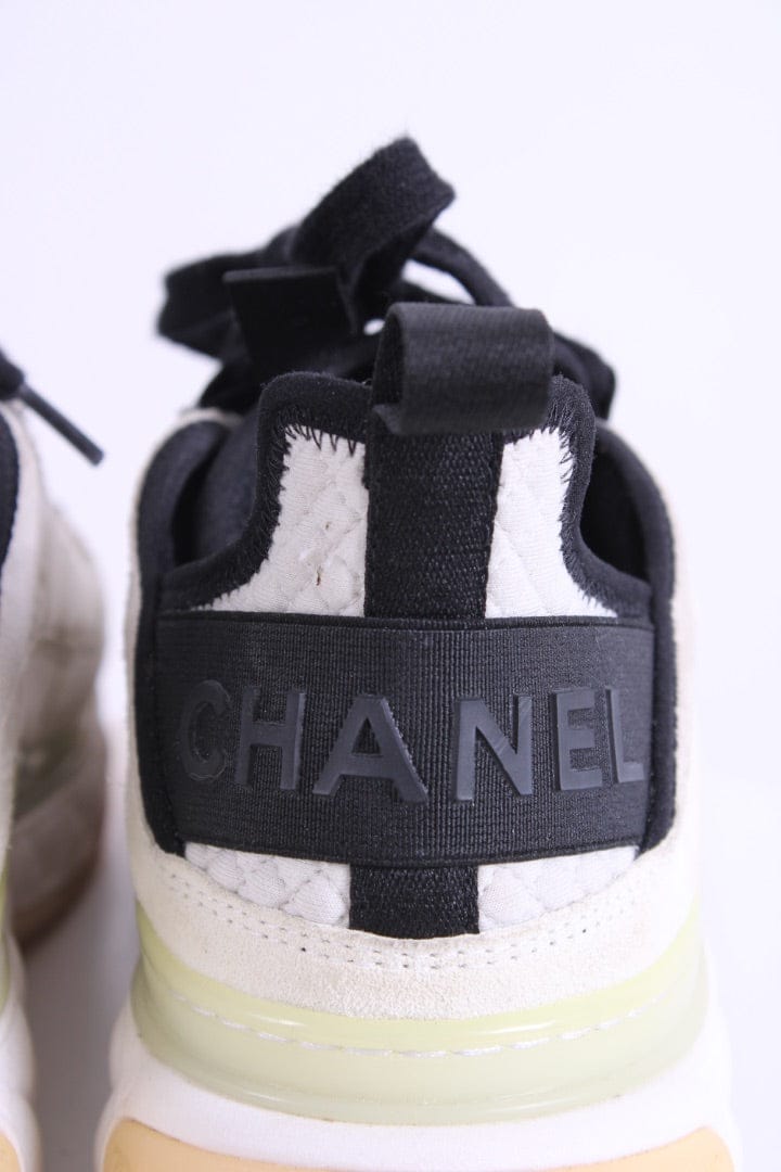 Chanel Chanel Suede Trim Trainers Cream/ Grey 39