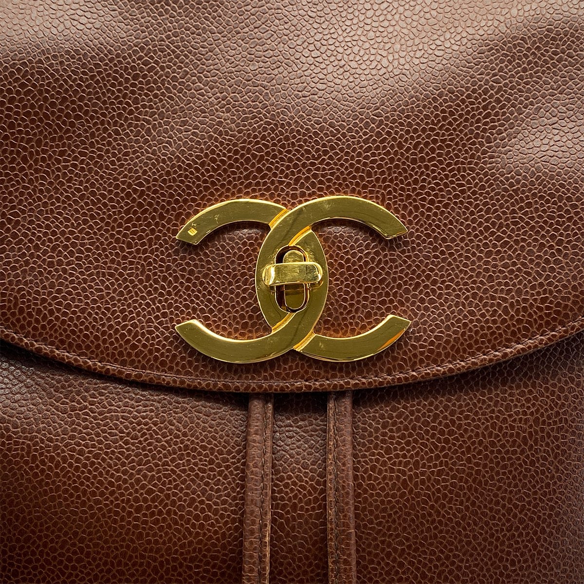 CHANEL VINTAGE BIG COCO CHAIN BACK PACK BROWN CAVIAR SKIN GOLD HARDWARE 90324764